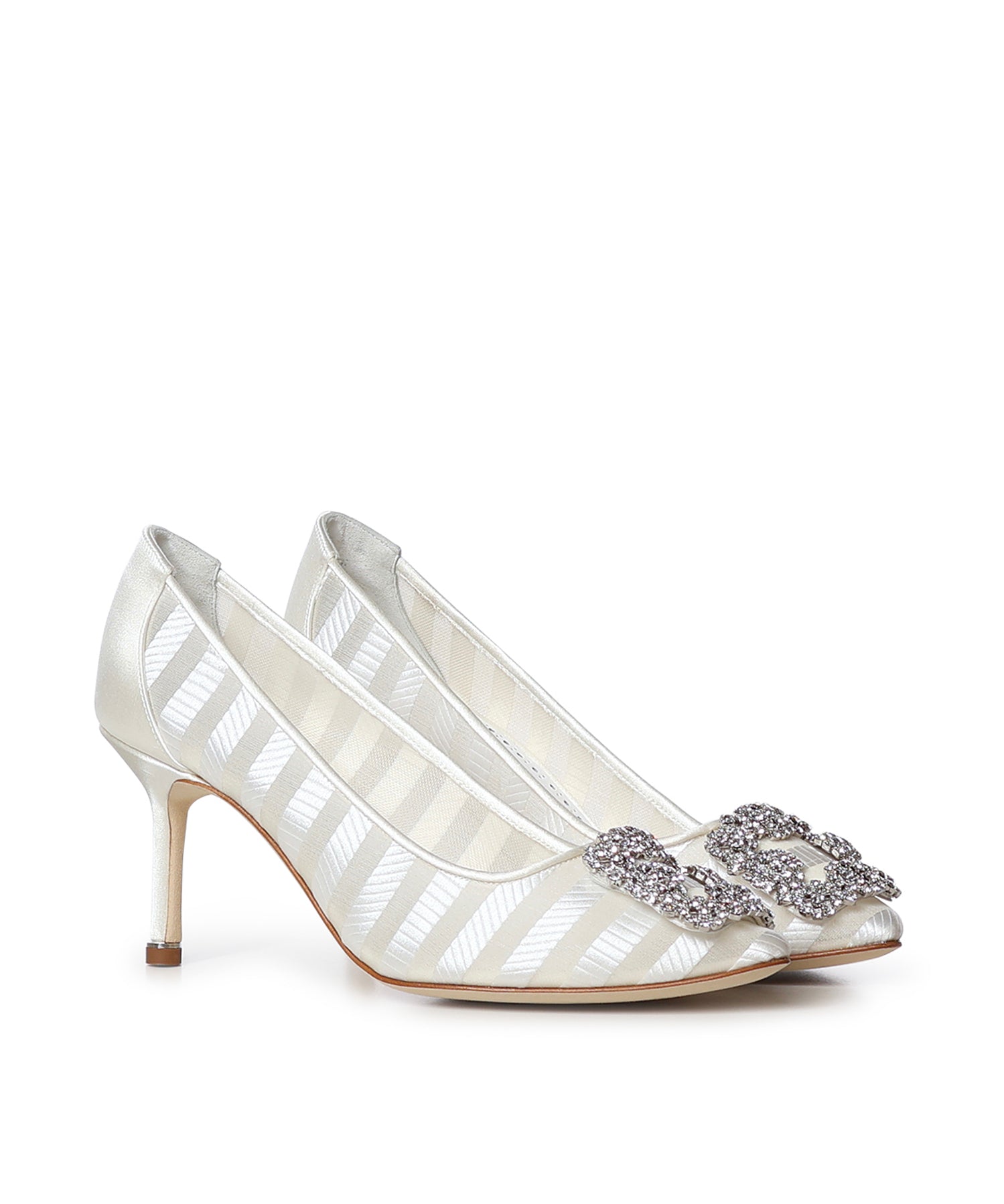 Pumps Hangisi in organza con cristalli<BR/> 2262209 9799 MANOLO BLAHNIK 