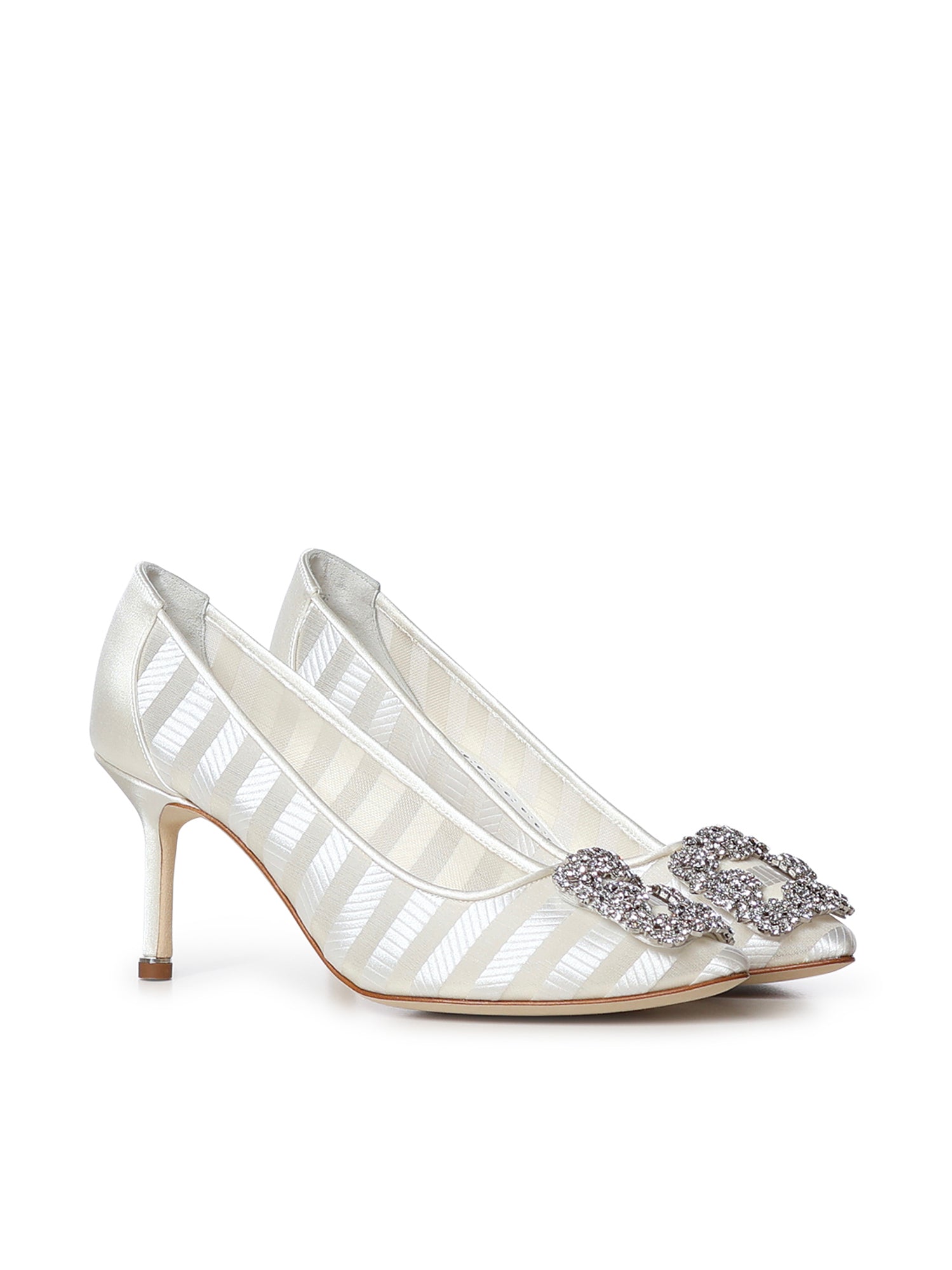 Pumps Hangisi in organza con cristalli<BR/> 2262209 9799 MANOLO BLAHNIK 