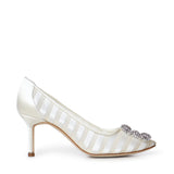 Pumps Hangisi in organza con cristalli<BR/> 2262209 9799 MANOLO BLAHNIK 