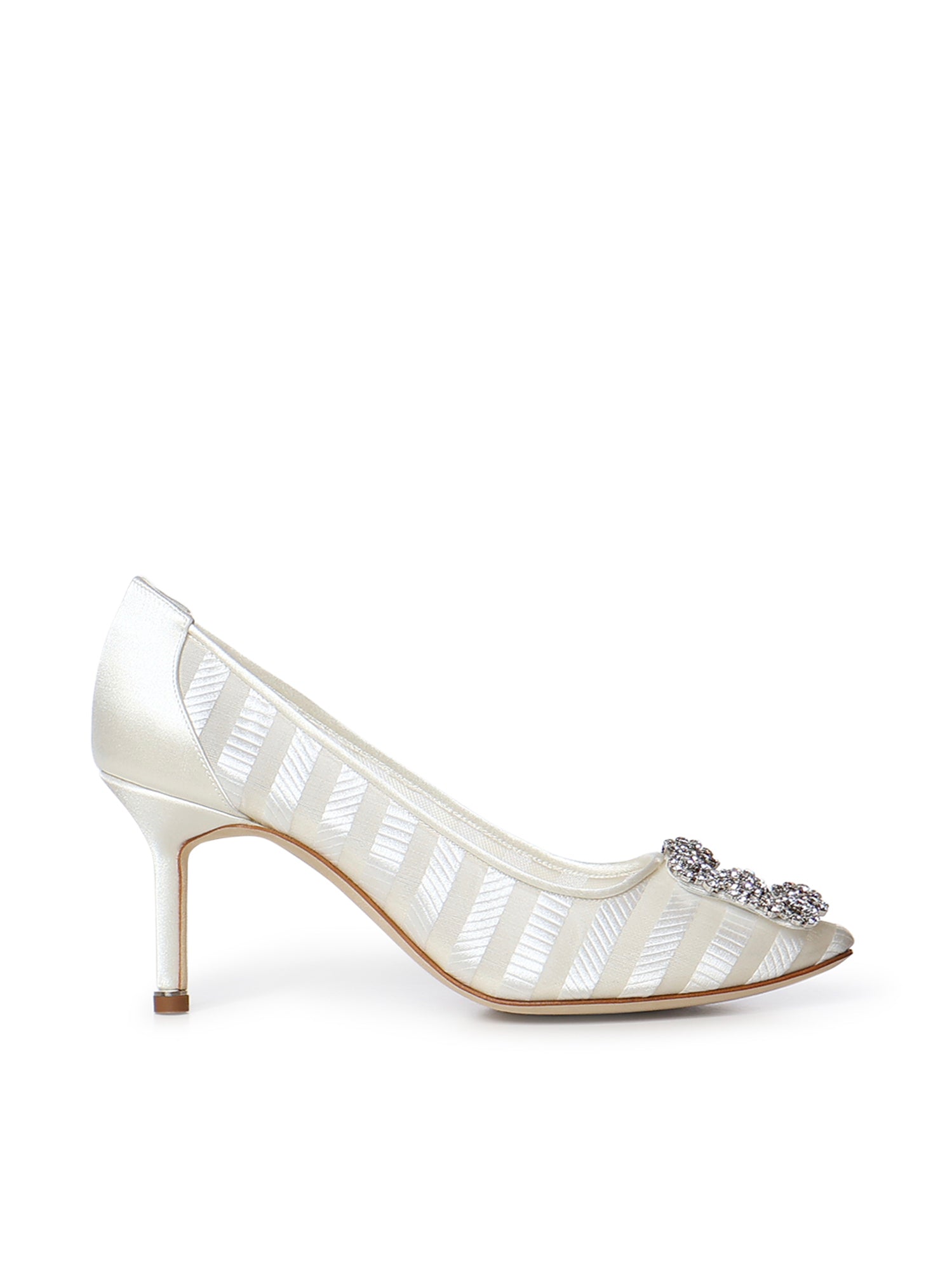 Pumps Hangisi in organza con cristalli<BR/> 2262209 9799 MANOLO BLAHNIK 
