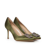 Pumps Hangisi in raso con cristalli 9XX0668 3520 MANOLO BLAHNIK 
