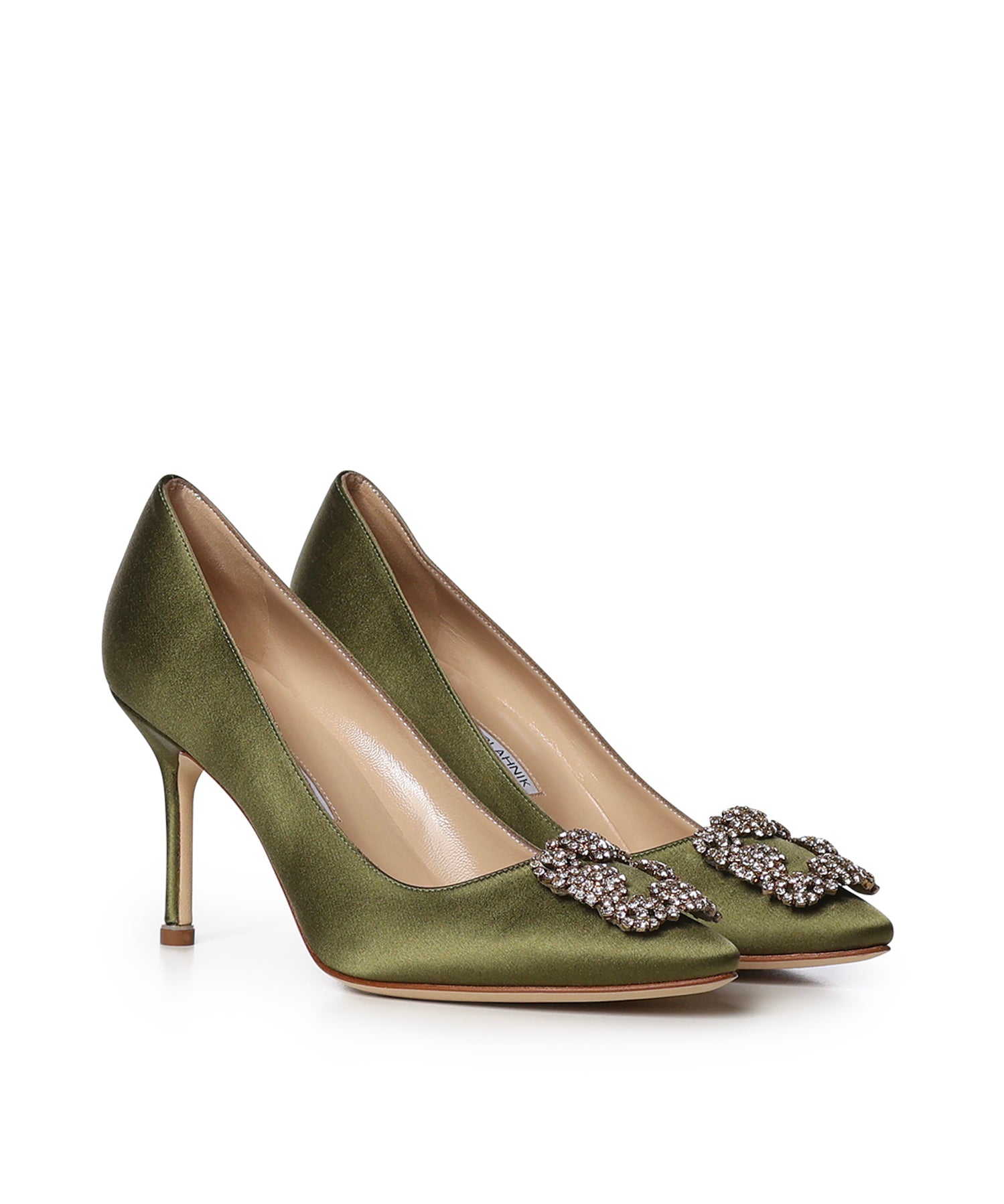 Pumps Hangisi in raso con cristalli 9XX0668 3520 MANOLO BLAHNIK 