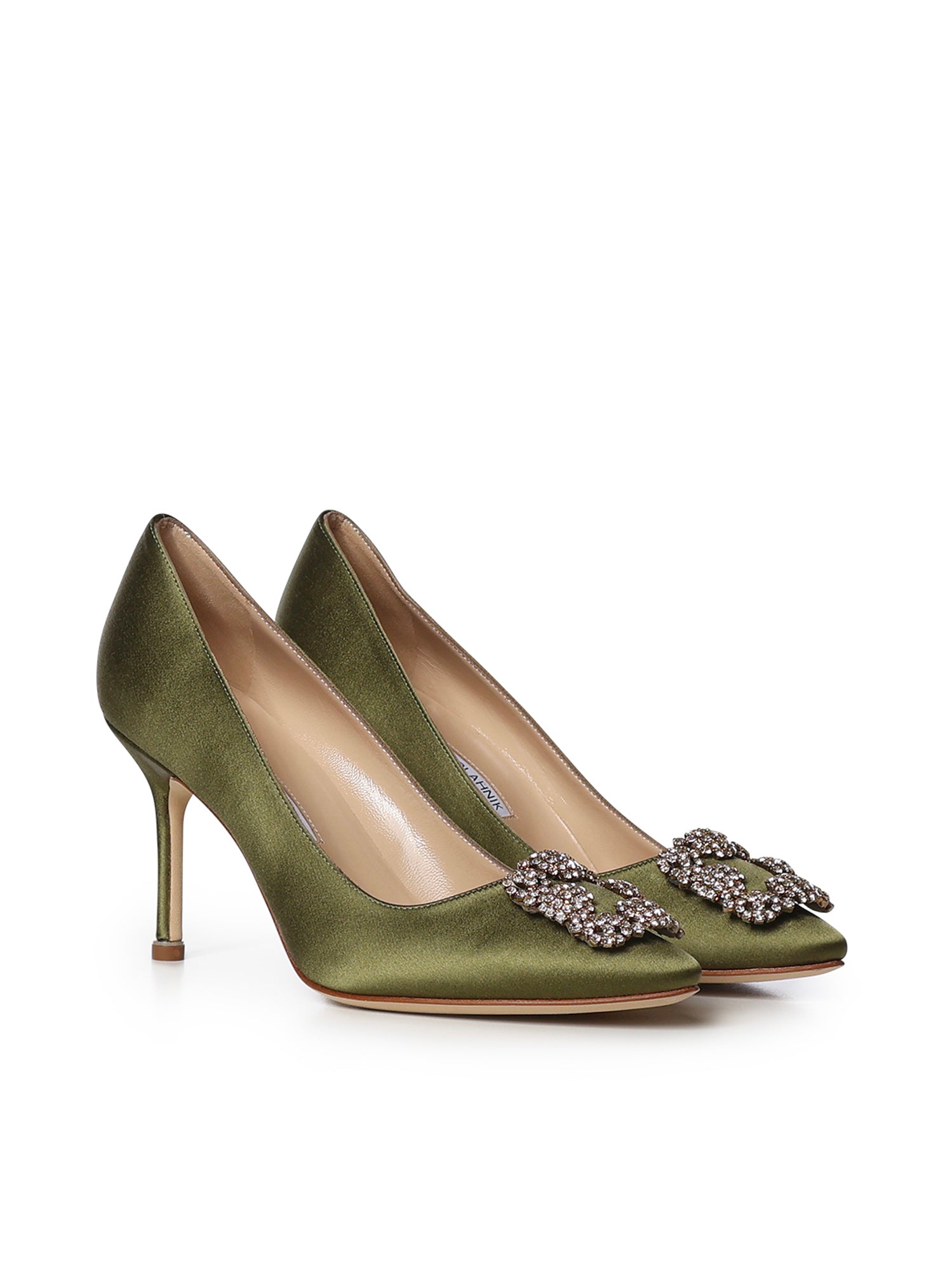 Pumps Hangisi in raso con cristalli 9XX0668 3520 MANOLO BLAHNIK 
