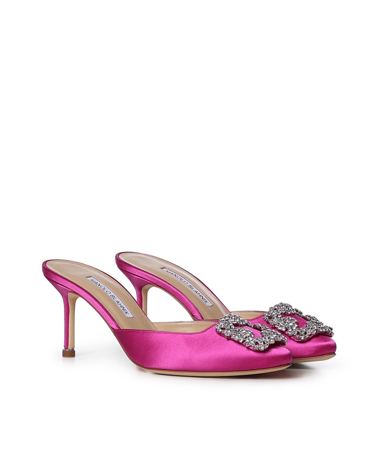 Mules Hangisimu in raso con cristalli<BR/> 9XX0723 5275 MANOLO BLAHNIK 