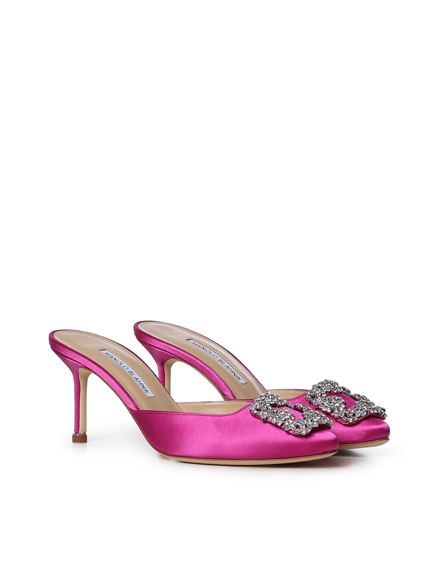 Mules Hangisimu in raso con cristalli<BR/> 9XX0723 5275 MANOLO BLAHNIK 