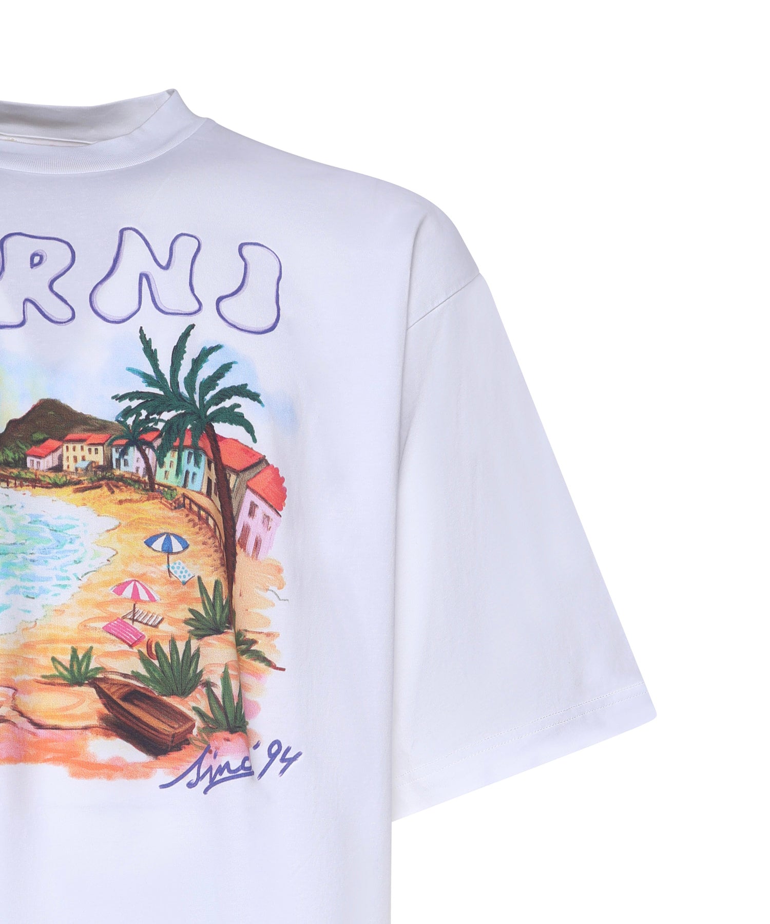 T-shirt in cotone con stampa Marni Beach HUMU02234P USCZ06PRW01 MARNI 