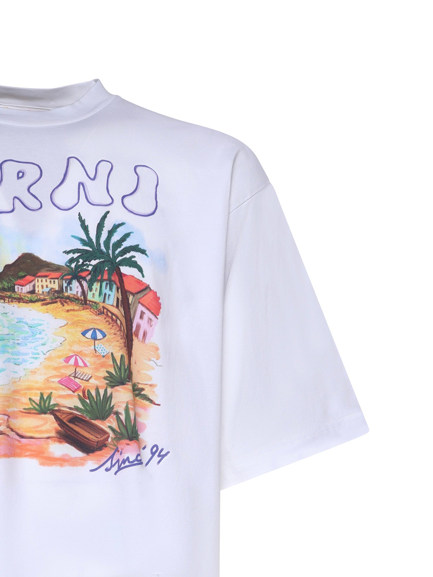 T-shirt in cotone con stampa Marni Beach HUMU02234P USCZ06PRW01 MARNI 