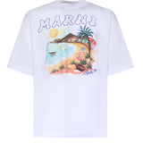 T-shirt in cotone con stampa Marni Beach HUMU02234P USCZ06PRW01 MARNI 