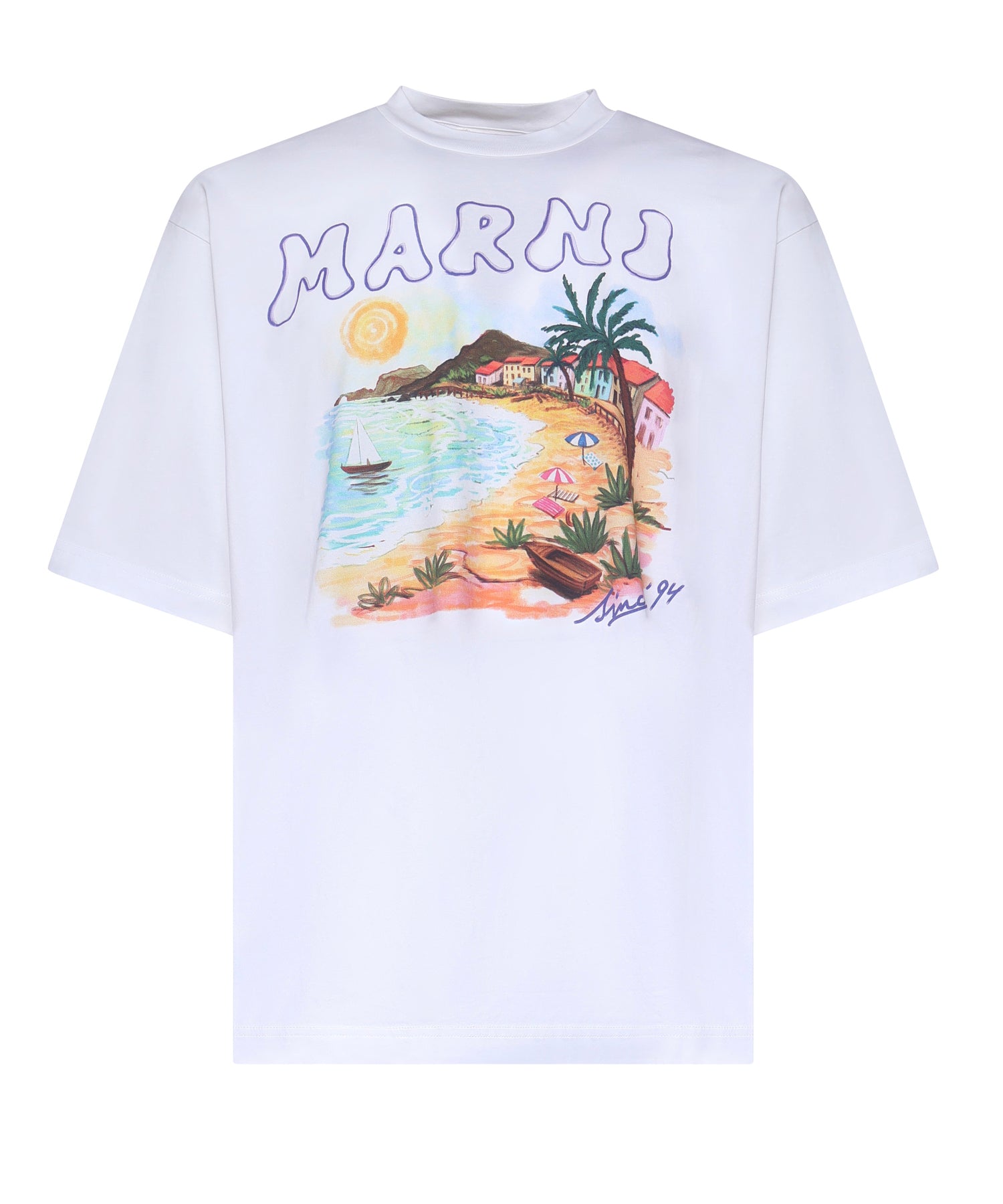 T-shirt in cotone con stampa Marni Beach HUMU02234P USCZ06PRW01 MARNI 