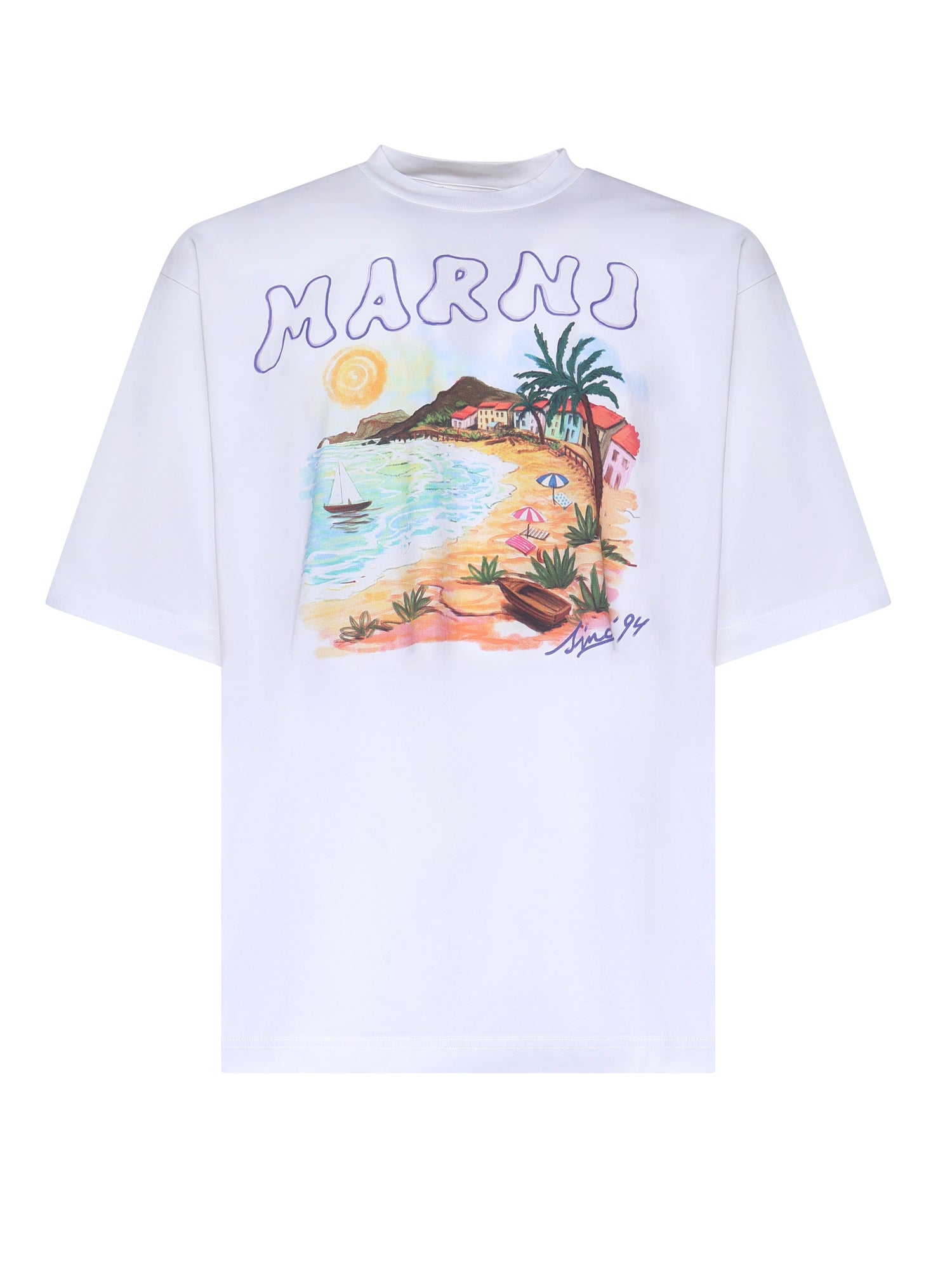 T-shirt in cotone con stampa Marni Beach HUMU02234P USCZ06PRW01 MARNI 
