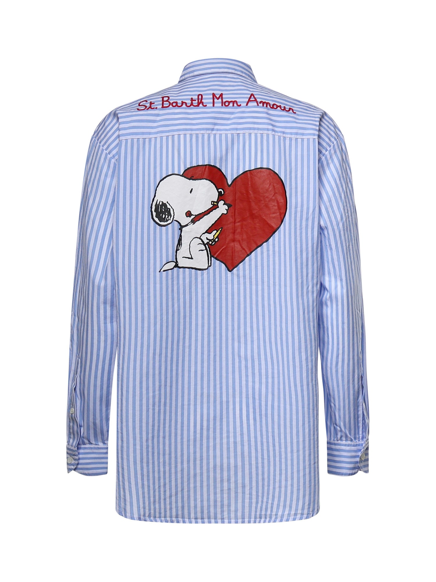 Camicia Brigitte a righe con stampa Snoopy in popeline BRIG005 01934L MC2 SAINT BARTH 