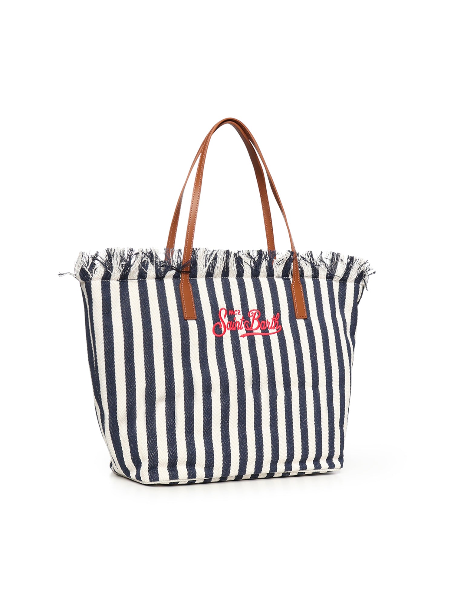 Borsa City in canvas a righe CBF0001 01768L MC2 SAINT BARTH 