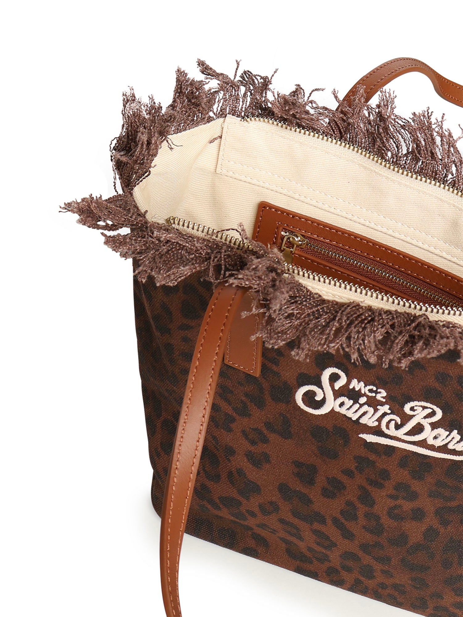 Borsa City Medium in canvas con stampa animalier CBMF001 00588L MC2 SAINT BARTH 