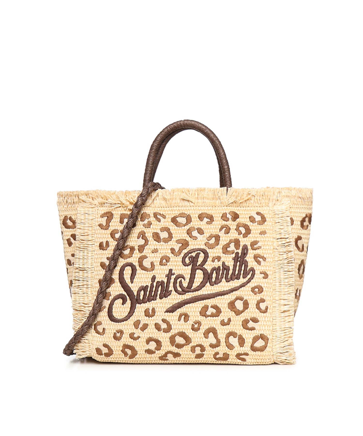 Borsa Colette in tessuto effetto paglia con ricamo leopardato COL0017 00349L MC2 SAINT BARTH 
