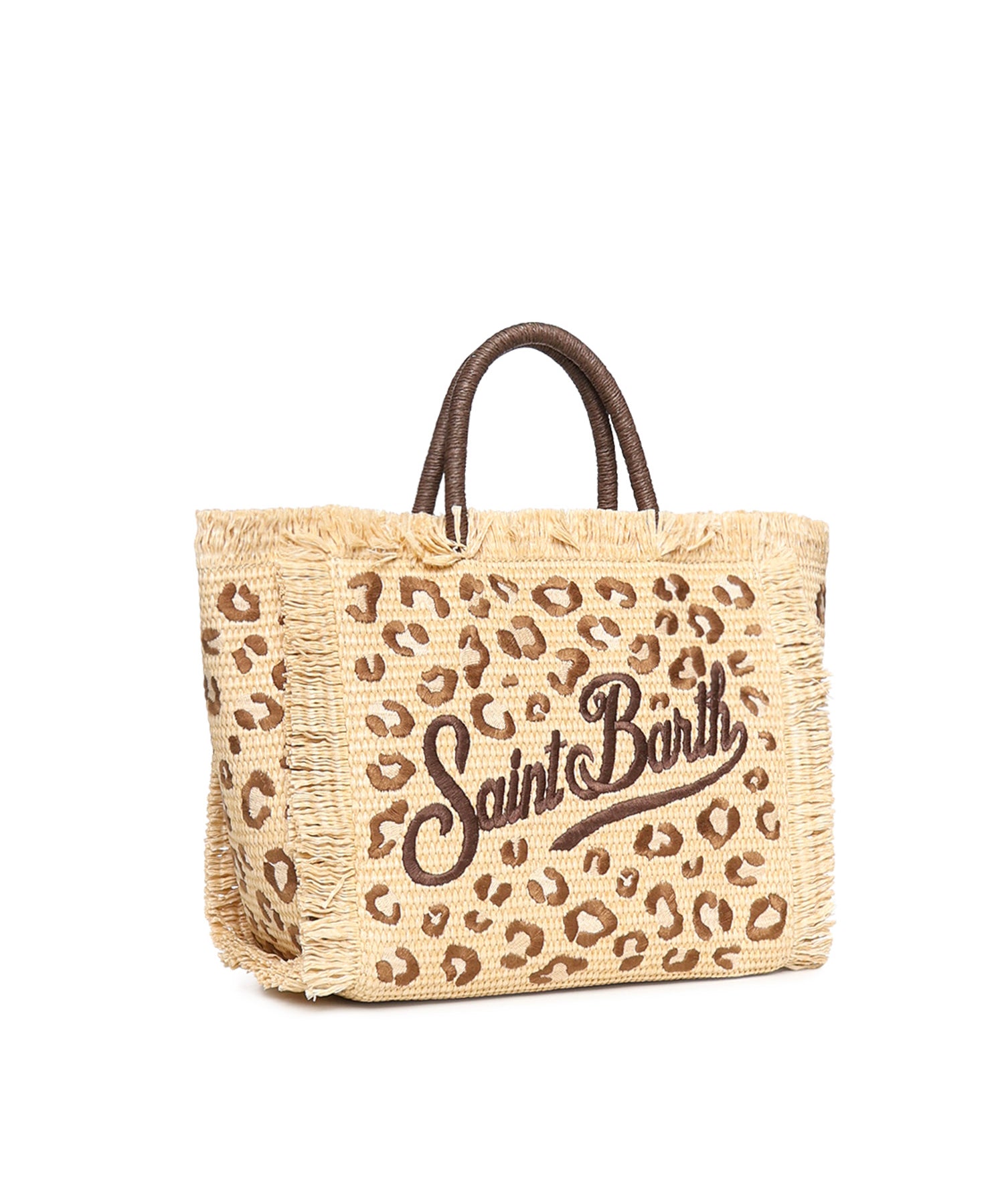 Borsa Colette in tessuto effetto paglia con ricamo leopardato COL0017 00349L MC2 SAINT BARTH 