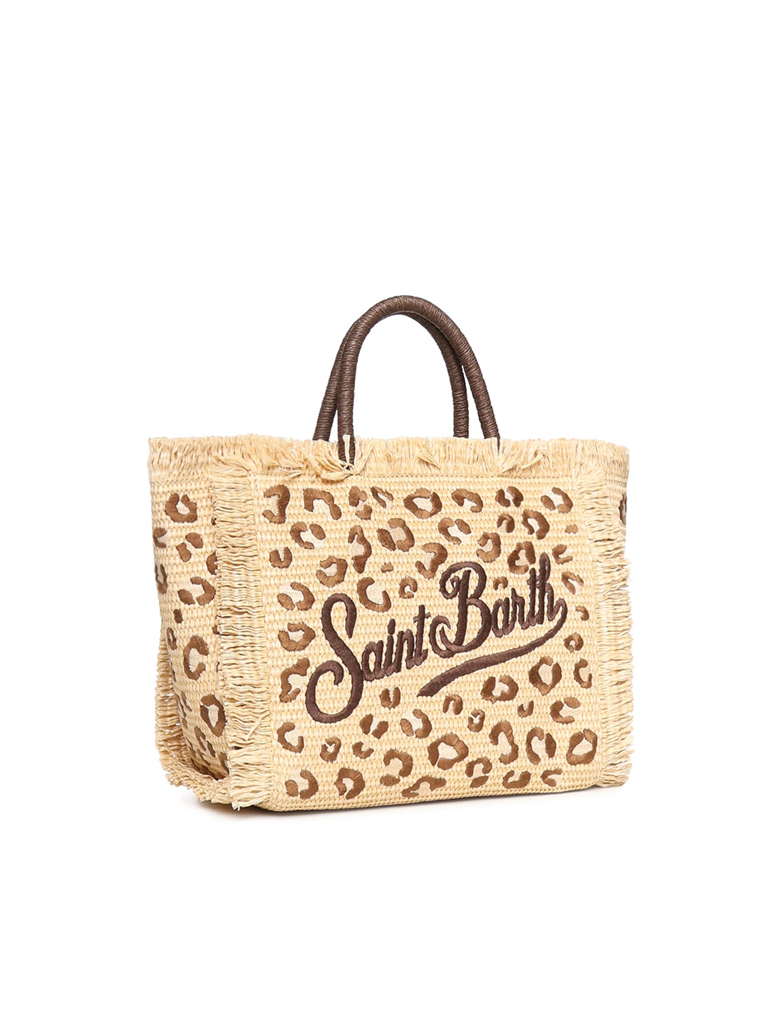 Borsa Colette in tessuto effetto paglia con ricamo leopardato COL0017 00349L MC2 SAINT BARTH 