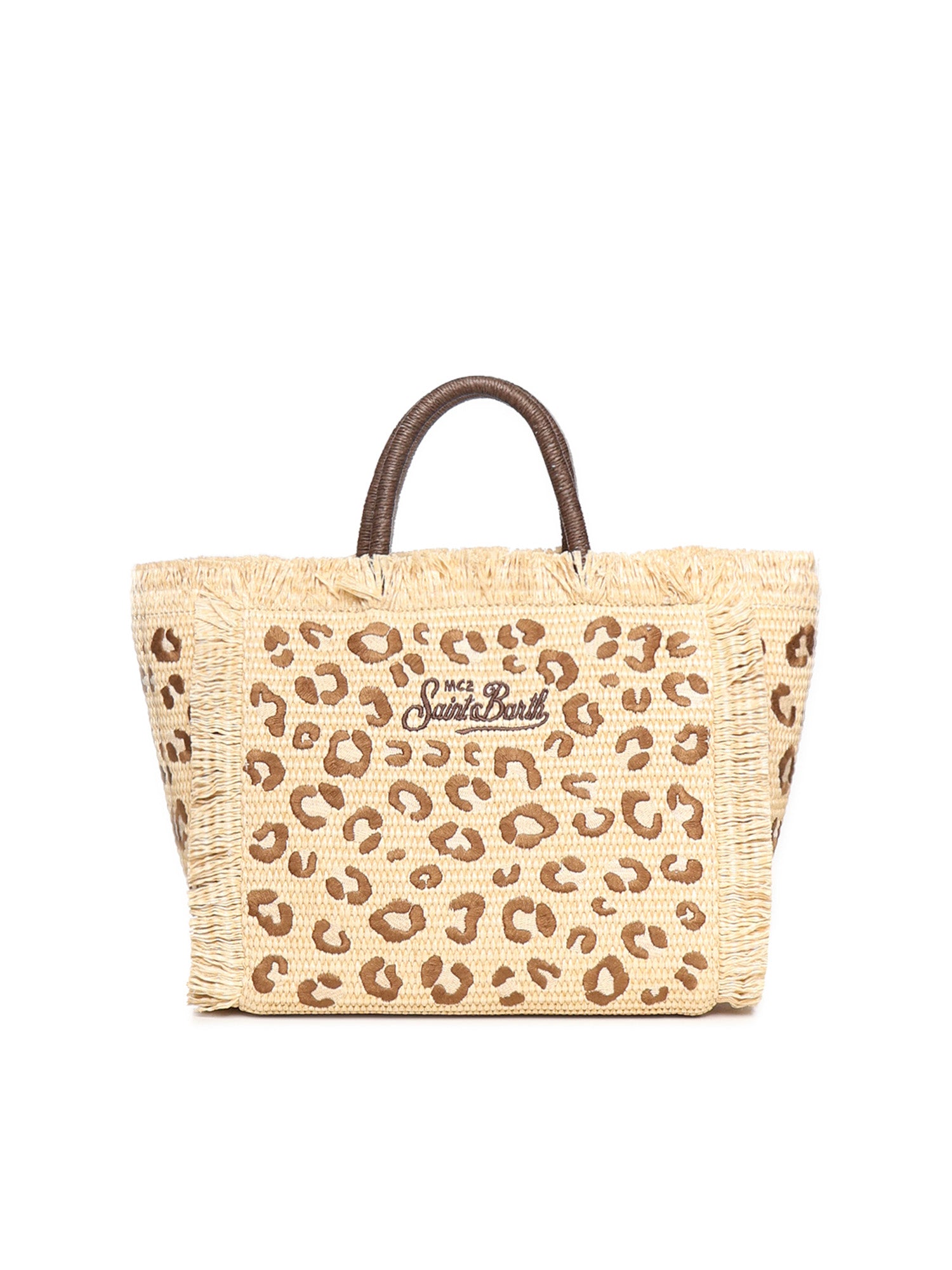 Borsa Colette in tessuto effetto paglia con ricamo leopardato COL0017 00349L MC2 SAINT BARTH 