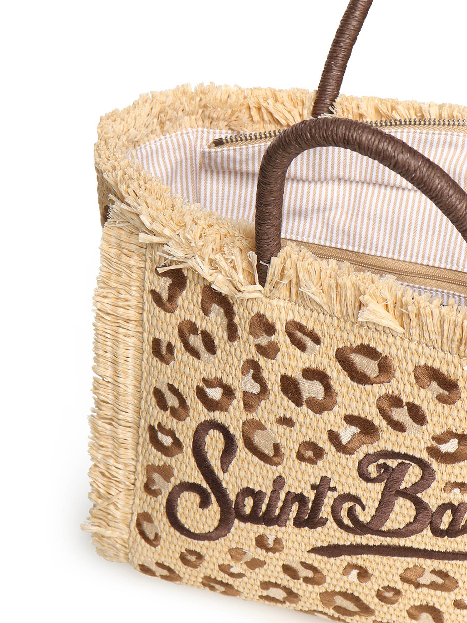 Borsa Colette in tessuto effetto paglia con ricamo leopardato COL0017 00349L MC2 SAINT BARTH 