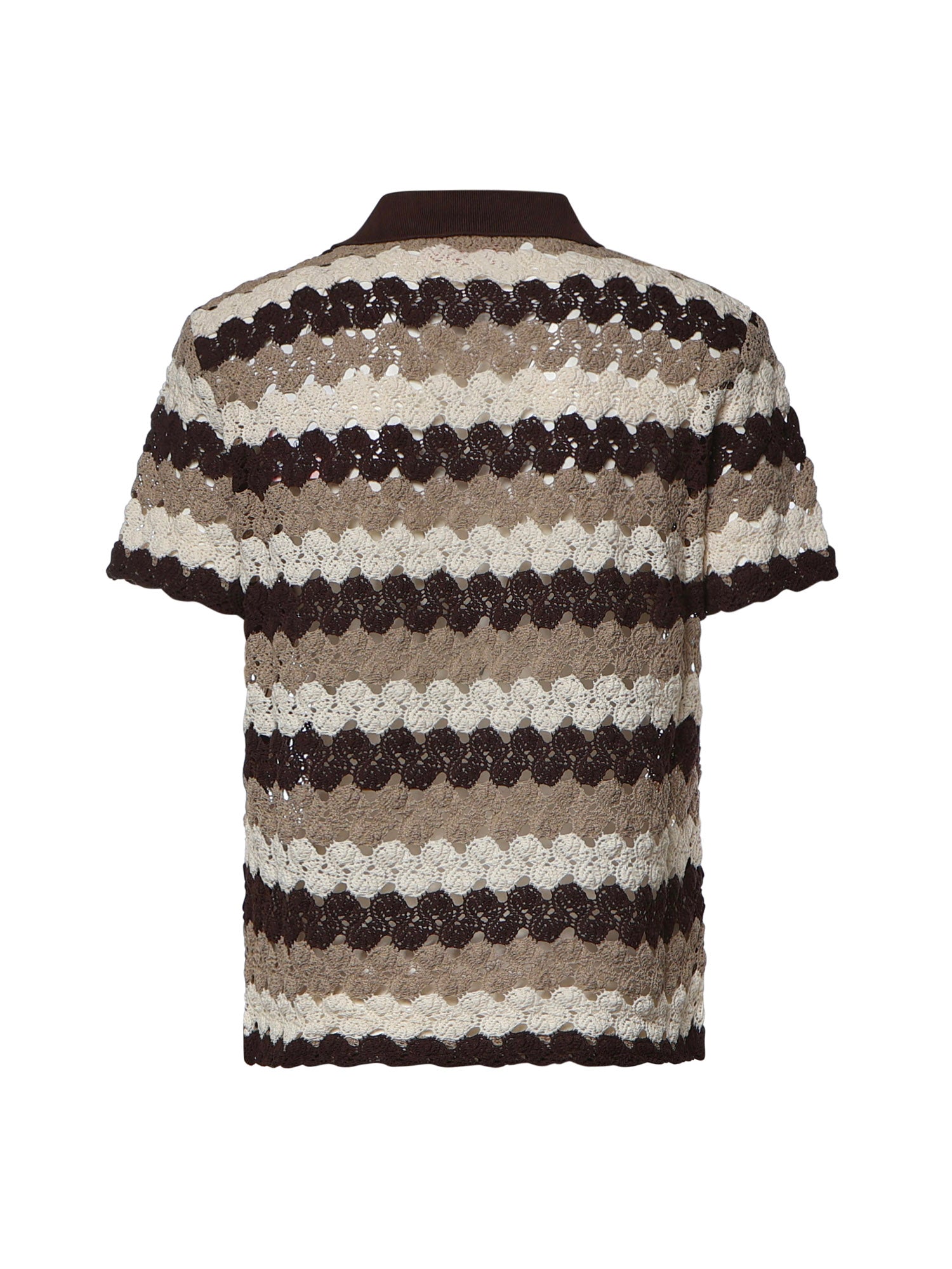 Polo Lala in misto cotone effetto crochet a righe LAA0001 08955L MC2 SAINT BARTH 