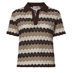 Polo Lala in misto cotone effetto crochet a righe LAA0001 08955L MC2 SAINT BARTH 