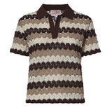 Polo Lala in misto cotone effetto crochet a righe LAA0001 08955L MC2 SAINT BARTH 