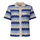 Polo in maglia Monet effetto crochet a righe MOE0001 00585L MC2 SAINT BARTH 