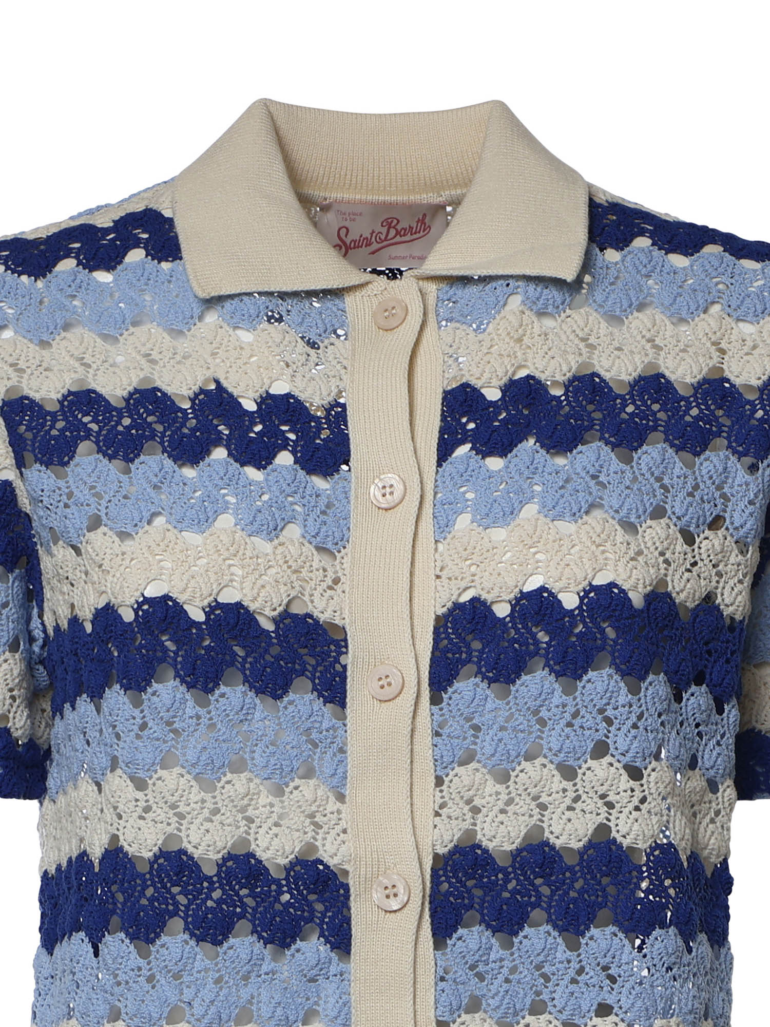 Polo in maglia Monet effetto crochet a righe MOE0001 00585L MC2 SAINT BARTH 