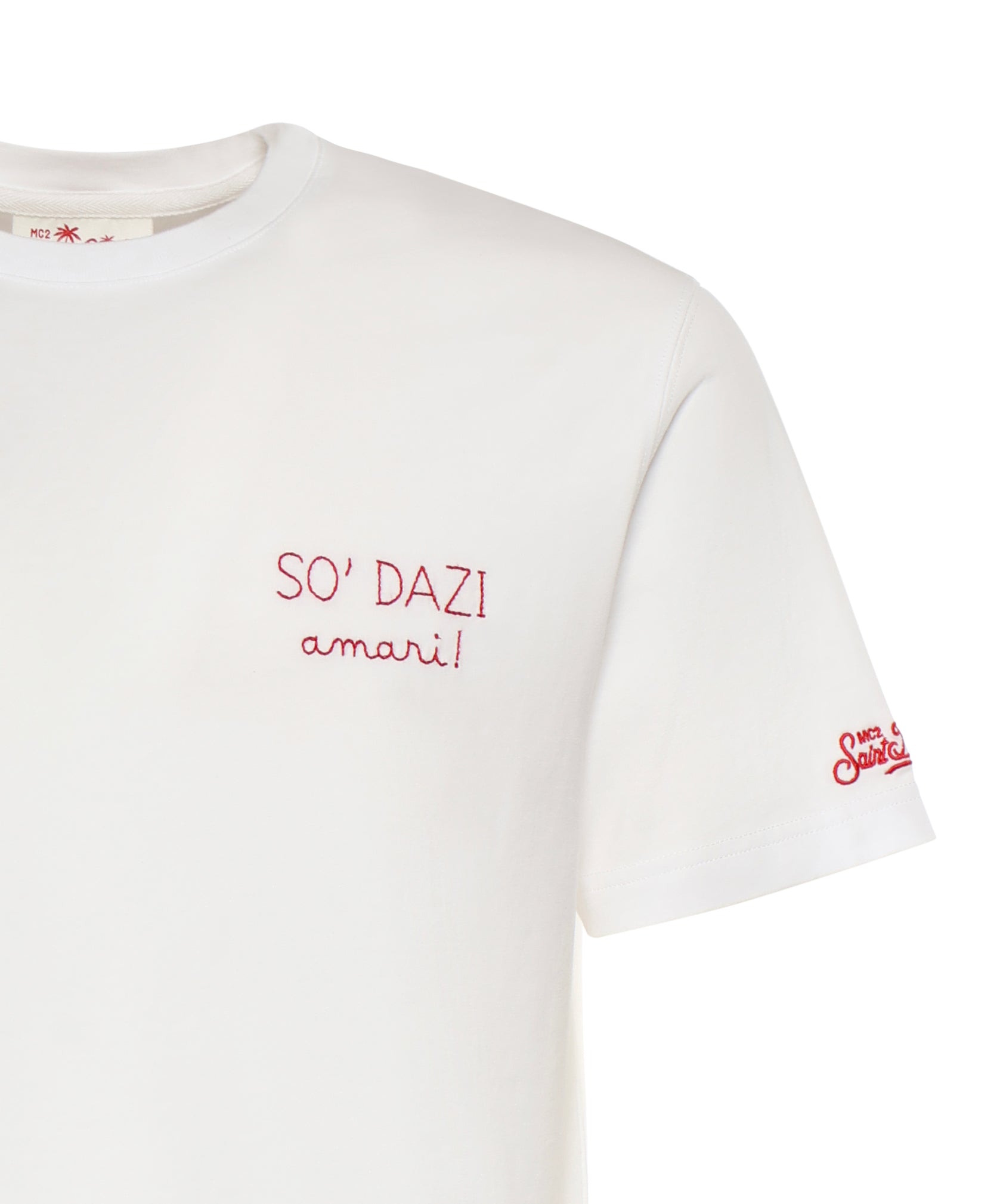 T-shirt in cotone con ricamo POT0001 00163L MC2 SAINT BARTH 