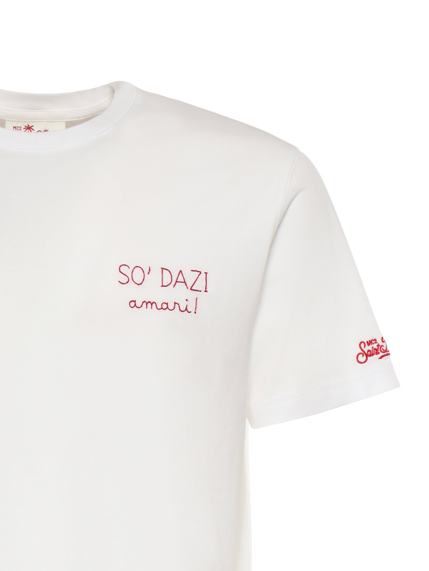 T-shirt in cotone con ricamo POT0001 00163L MC2 SAINT BARTH 