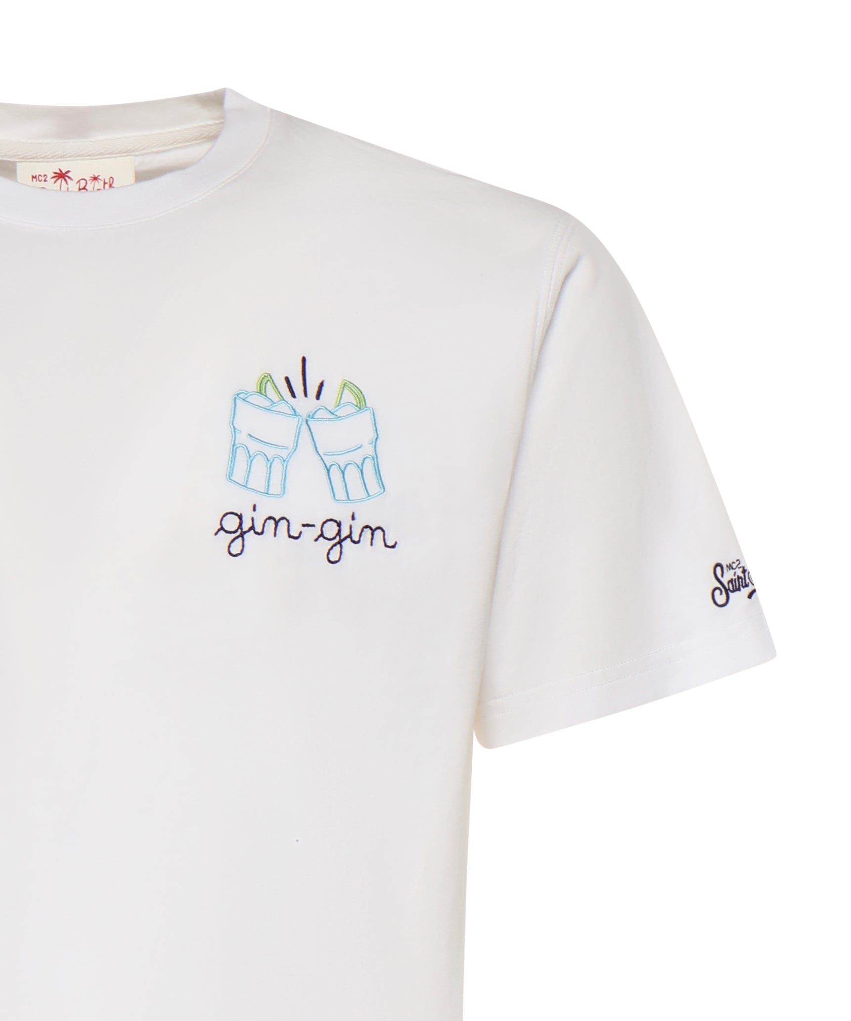 T-shirt in cotone con ricamo POT0001 04379L MC2 SAINT BARTH 