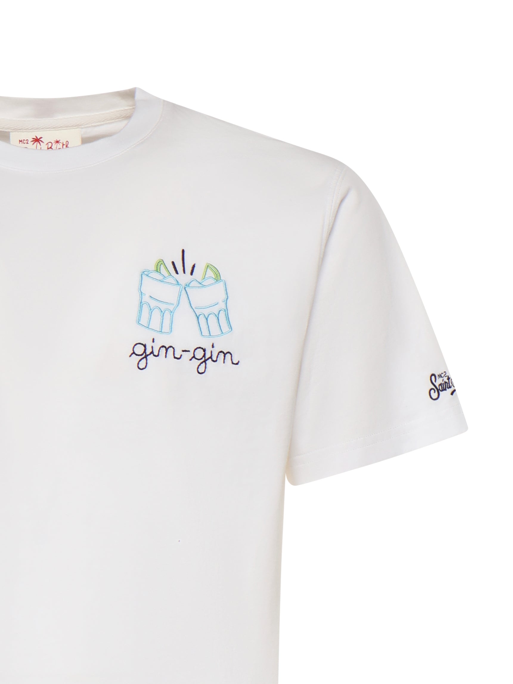 T-shirt in cotone con ricamo POT0001 04379L MC2 SAINT BARTH 