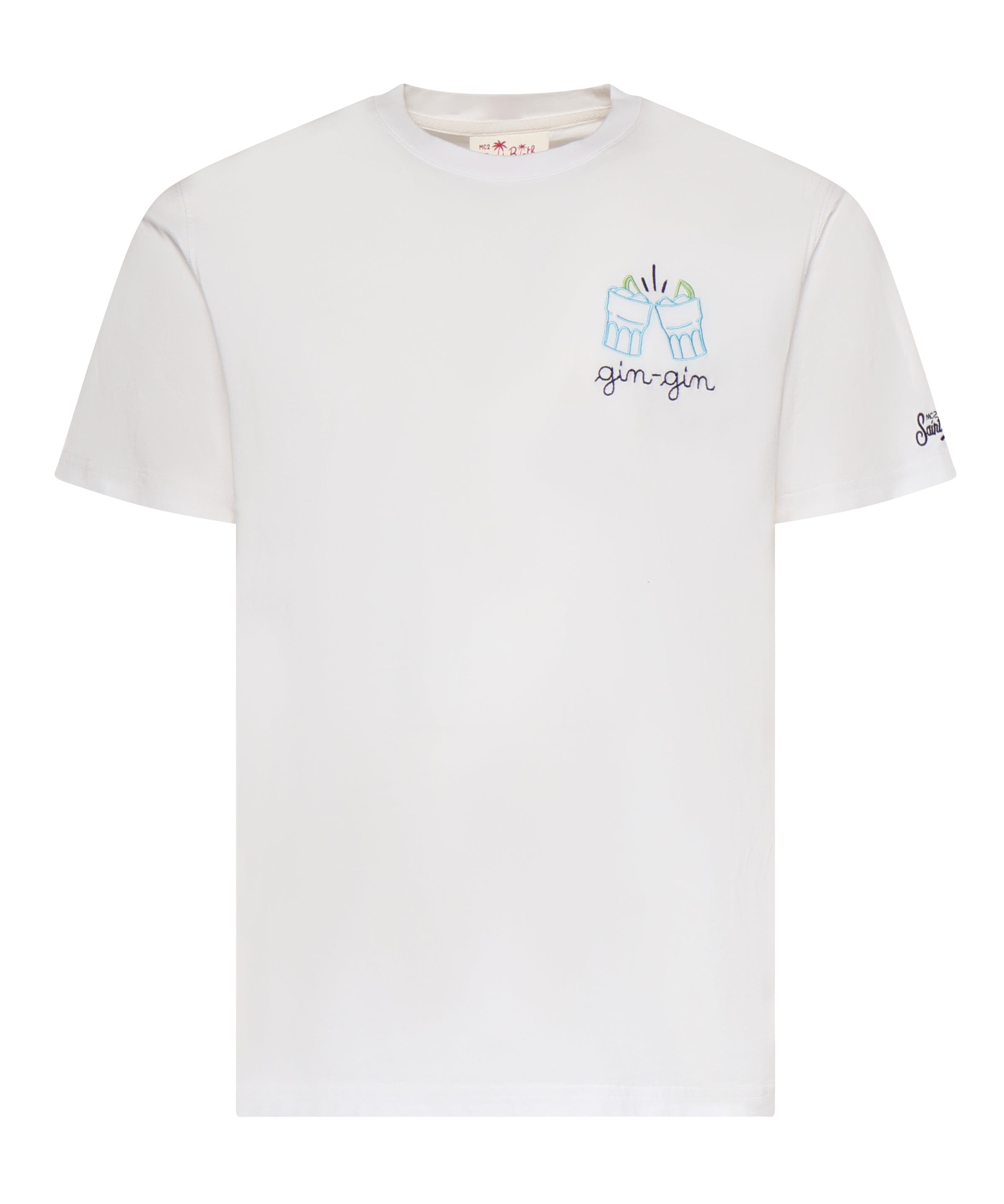 T-shirt in cotone con ricamo POT0001 04379L MC2 SAINT BARTH 