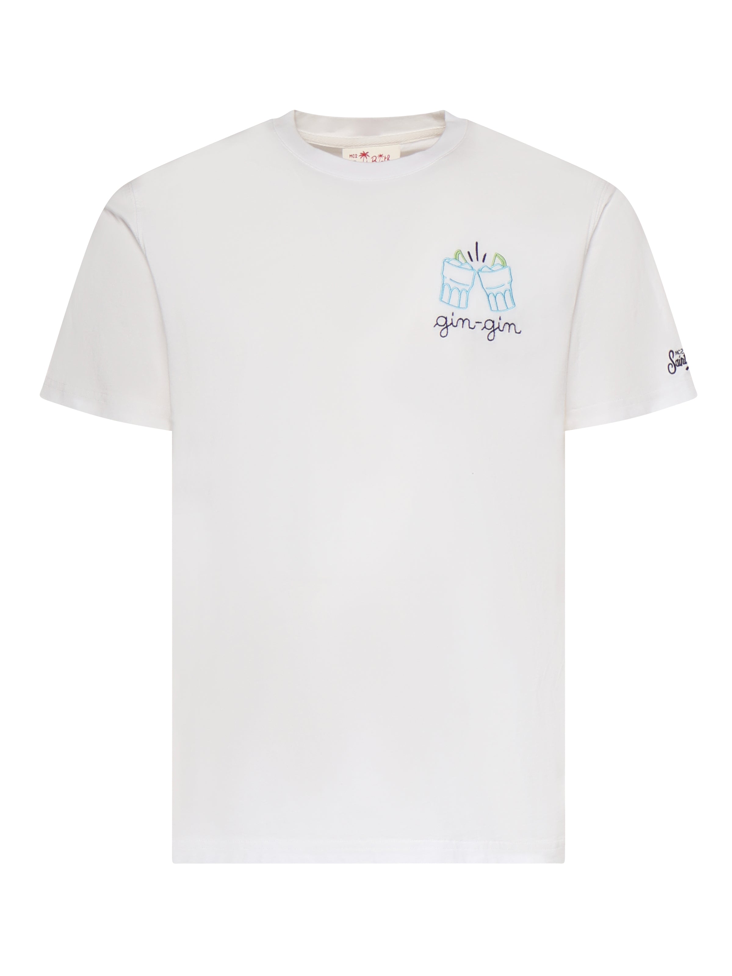 T-shirt in cotone con ricamo POT0001 04379L MC2 SAINT BARTH 