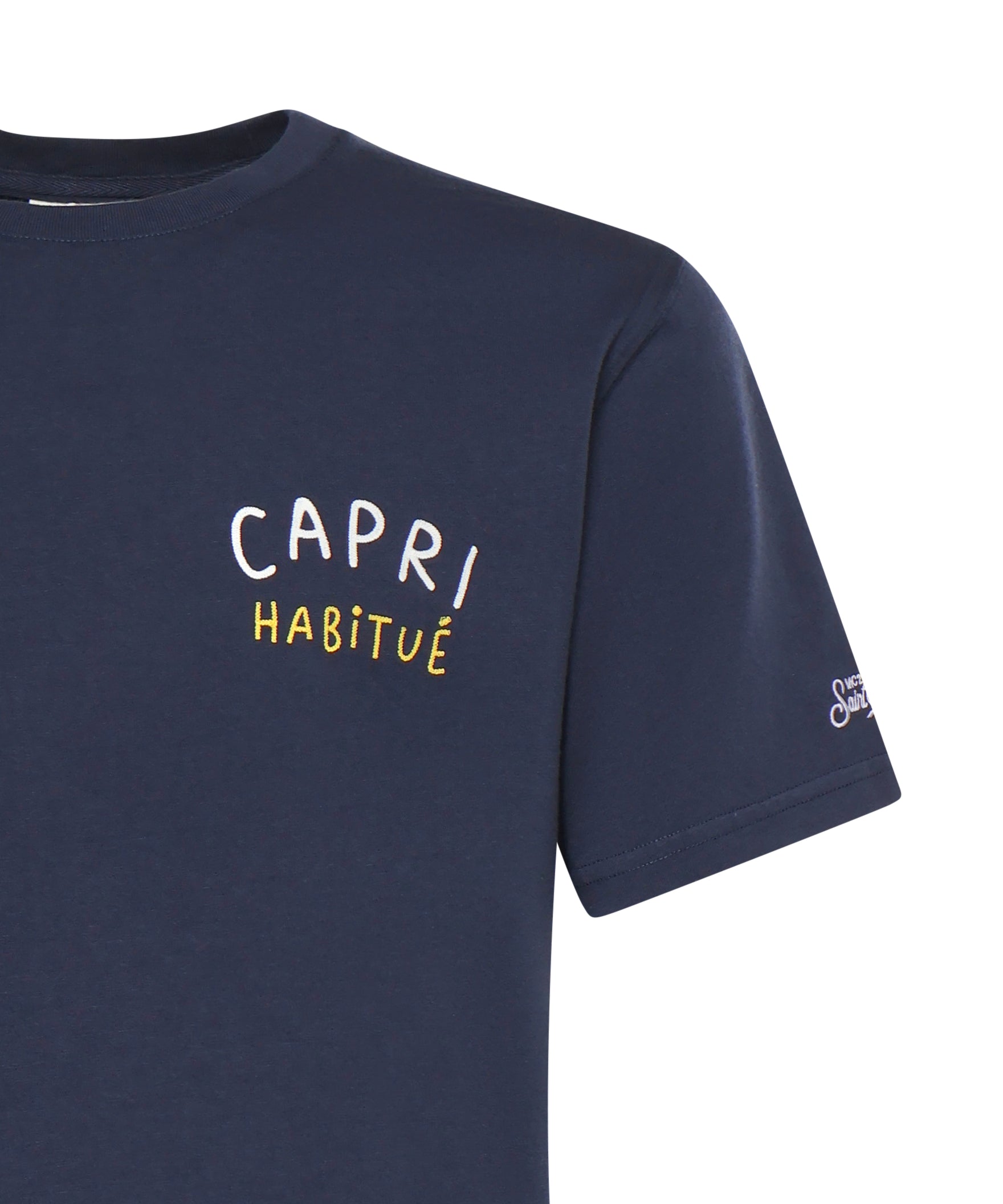 T-shirt con ricamo in cotone PRL0002 02502L MC2 SAINT BARTH 