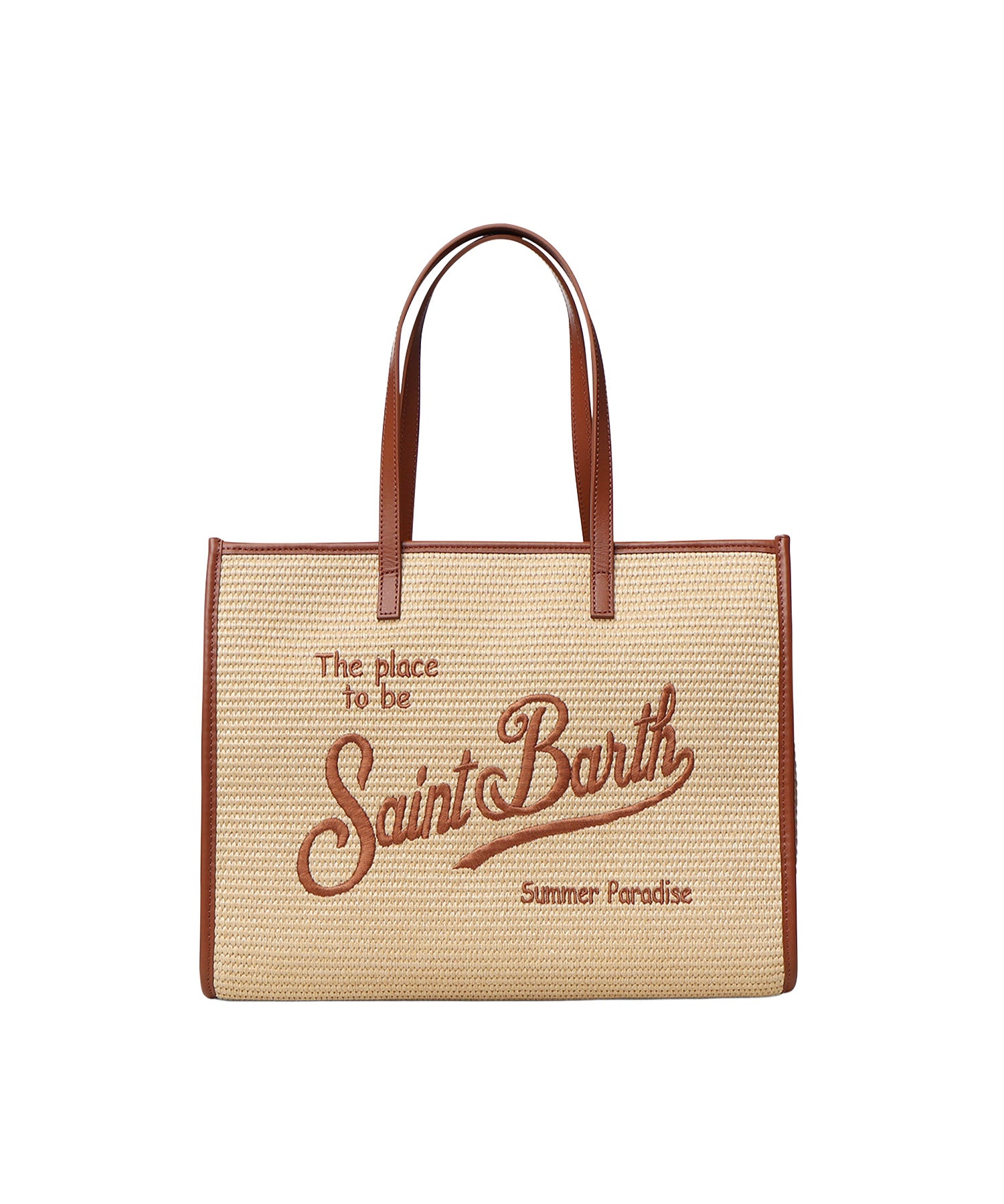 Borsa Vivian Mid Straw effetto raffia con logo VIV0007 00368L MC2 SAINT BARTH 