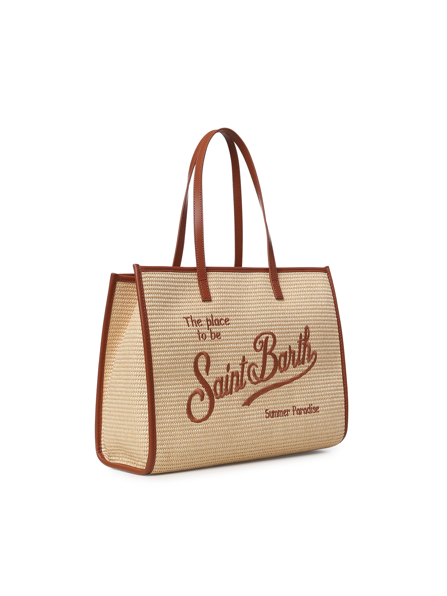 Borsa Vivian Mid Straw effetto raffia con logo VIV0007 00368L MC2 SAINT BARTH 