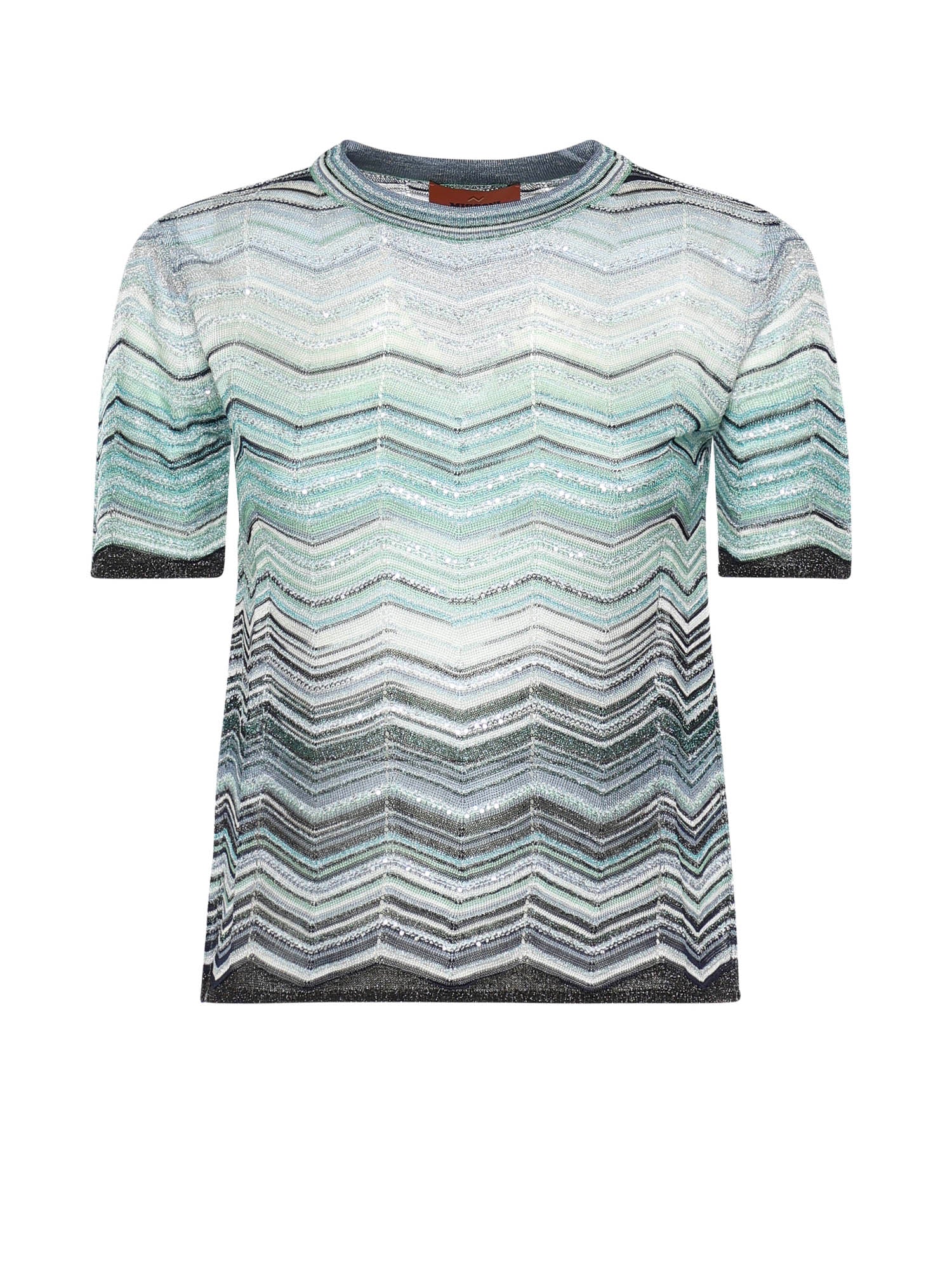 T-shirt in viscosa chevron lamé con paillettes DS26SN0V BK01H9SMSN4 MISSONI 
