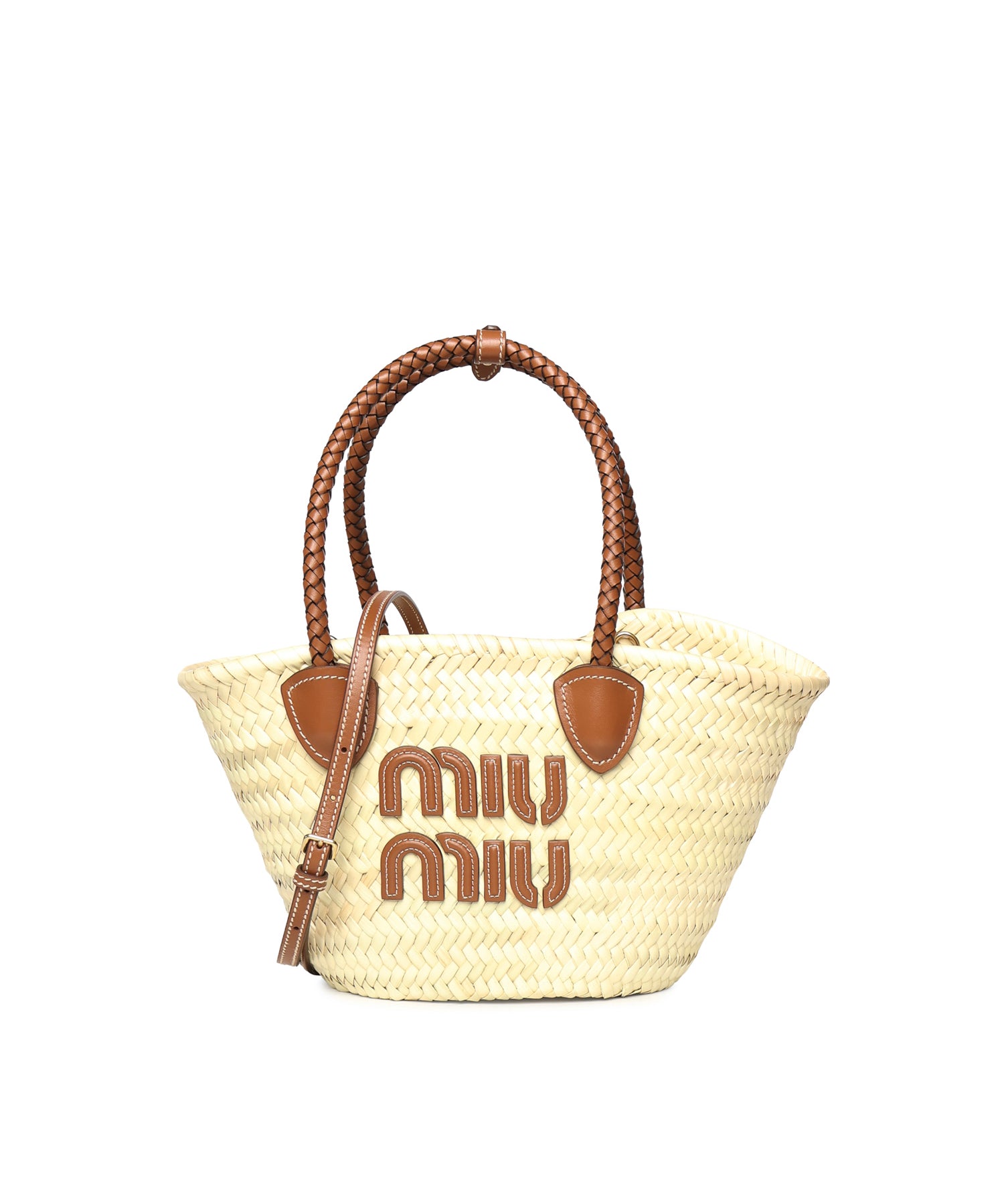 Borsa shopping in tessuto intrecciato 5BG273 2DDHF0A5T MIU MIU 