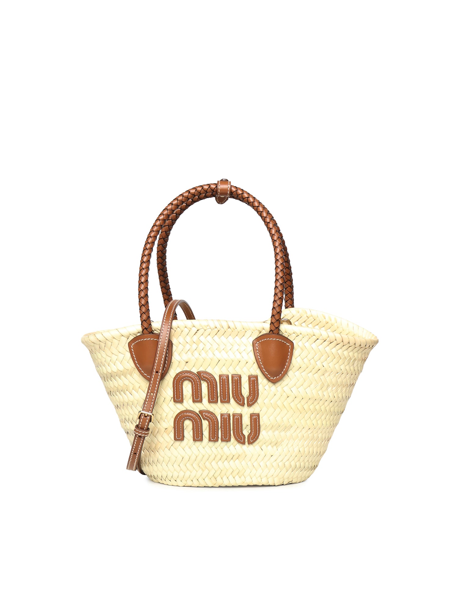 Borsa shopping in tessuto intrecciato 5BG273 2DDHF0A5T MIU MIU 