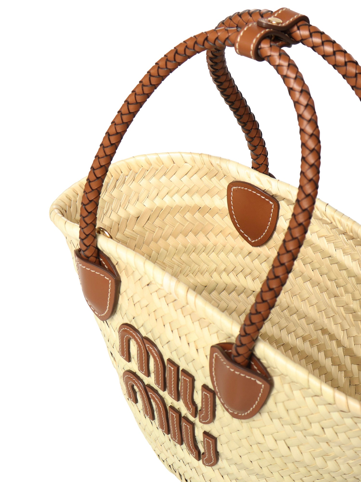 Borsa shopping in tessuto intrecciato 5BG273 2DDHF0A5T MIU MIU 