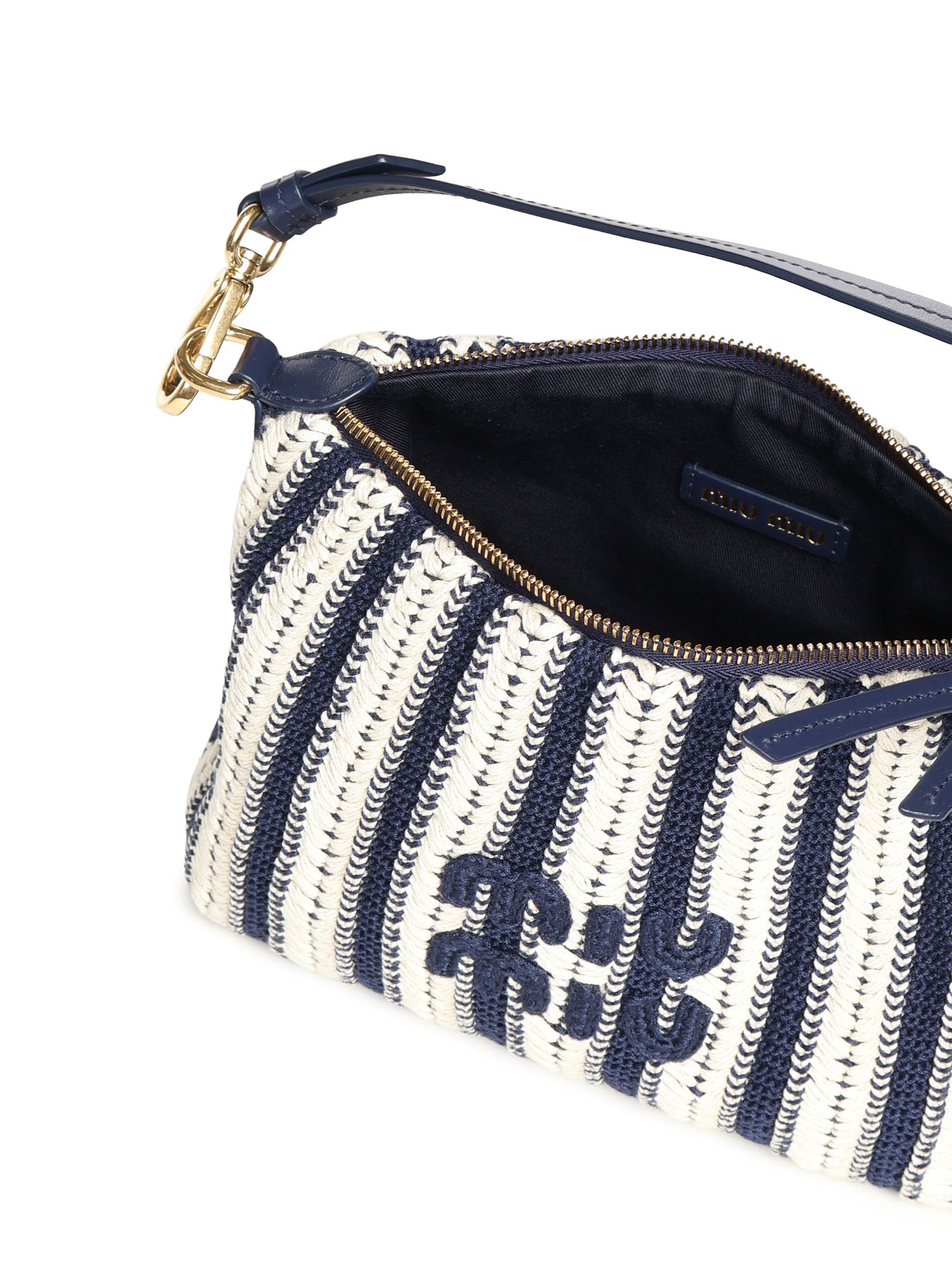 Pouch in crochet e pelle 5NE841 2IHDF017J MIU MIU 