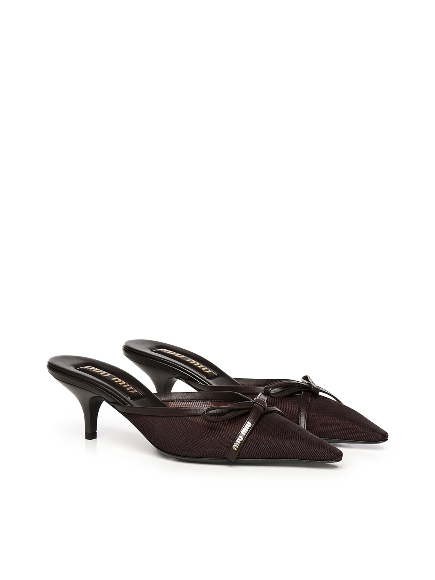 Sabot con tacco in tessuto rete 5R594E 099F0003 MIU MIU 