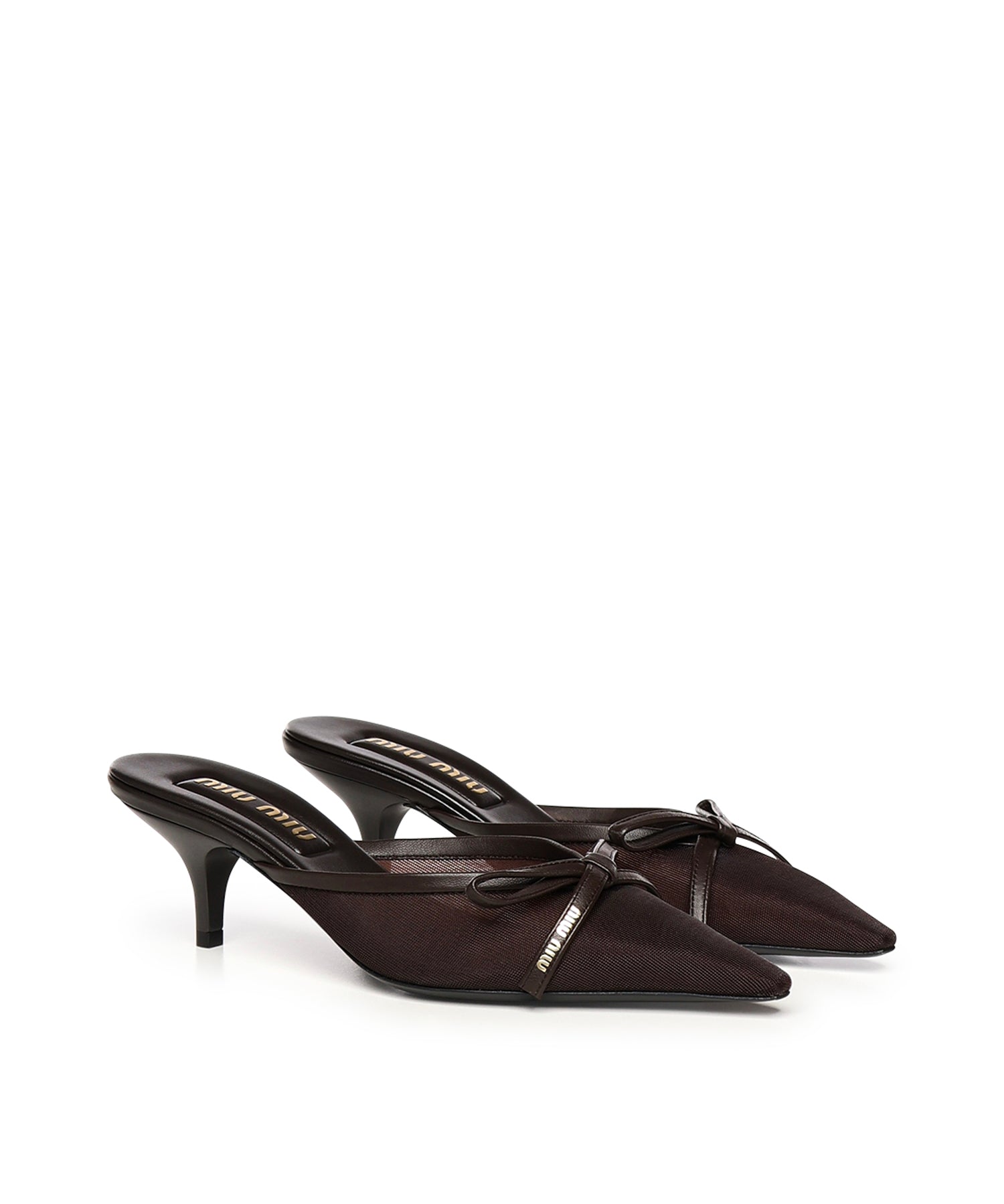 Sabot con tacco in tessuto rete 5R594E 099F0003 MIU MIU 