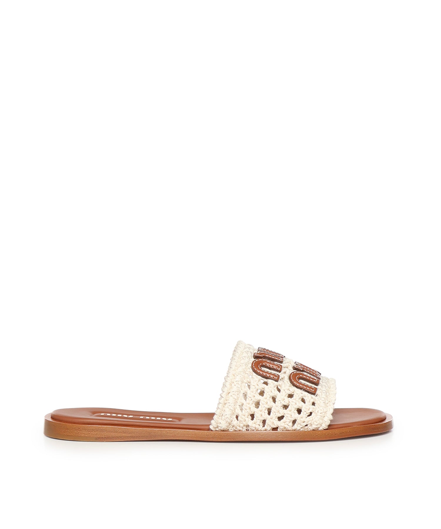 Sandali in crochet e pelle 5XX667 2BDFF0304 MIU MIU 