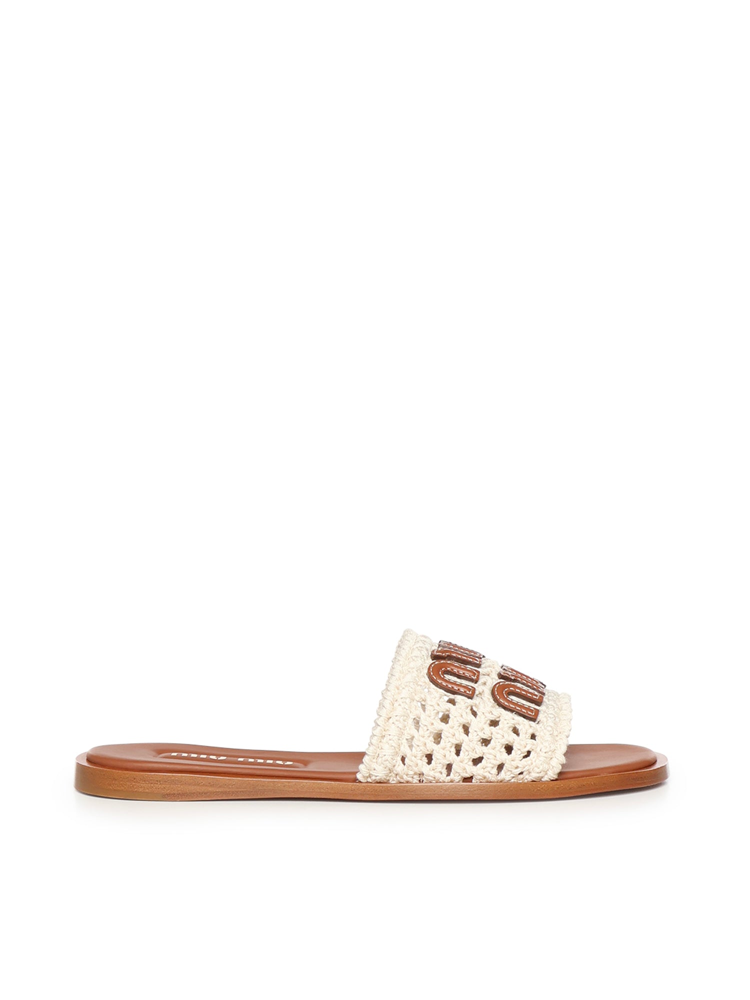 Sandali in crochet e pelle 5XX667 2BDFF0304 MIU MIU 