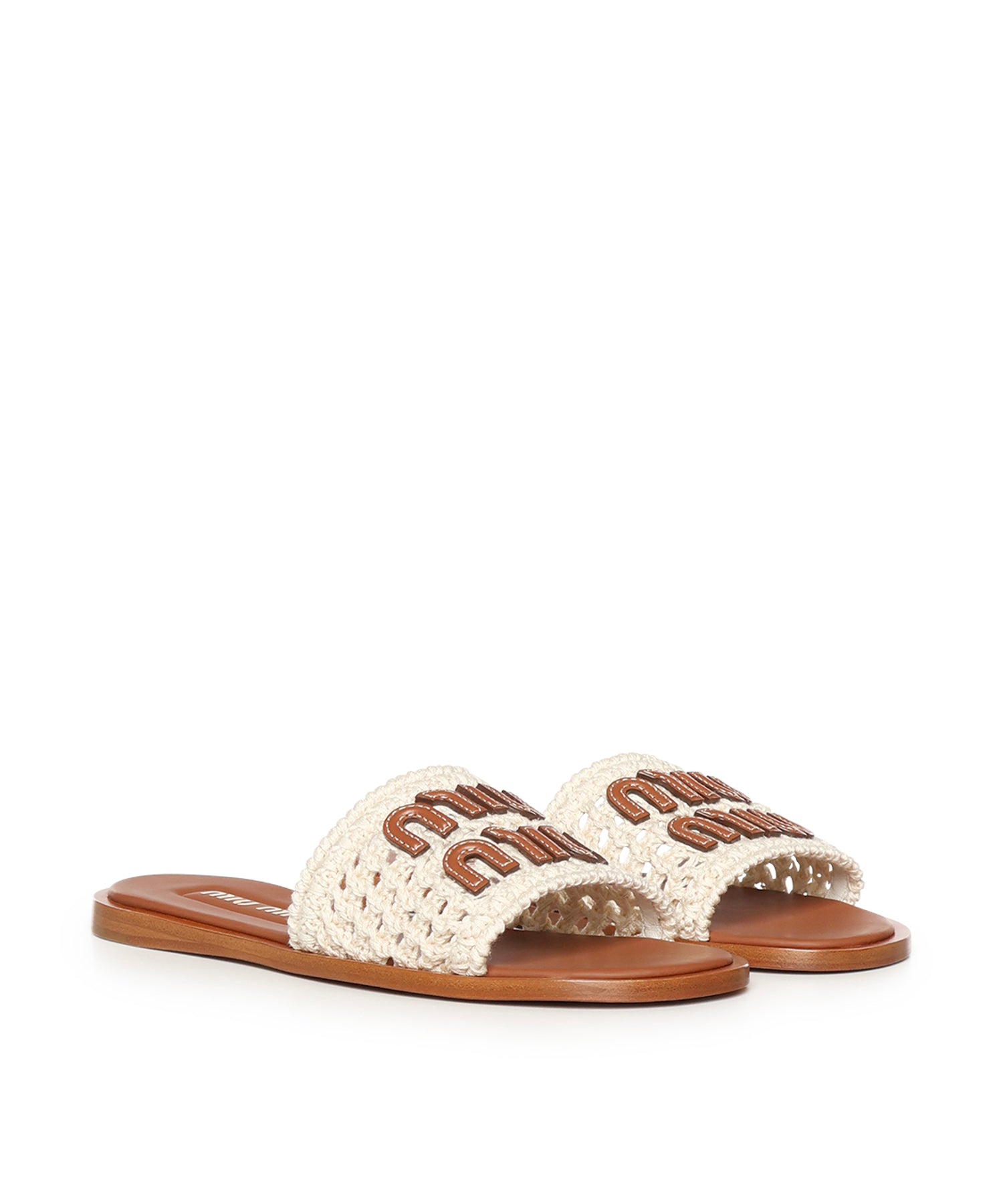 Sandali in crochet e pelle 5XX667 2BDFF0304 MIU MIU 