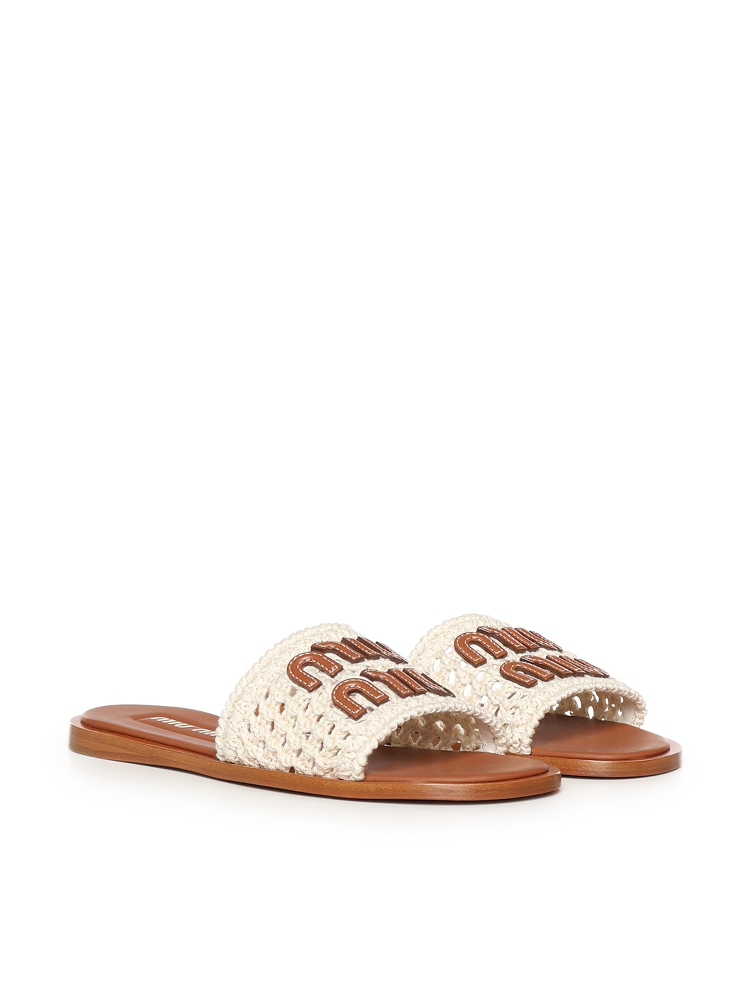 Sandali in crochet e pelle 5XX667 2BDFF0304 MIU MIU 