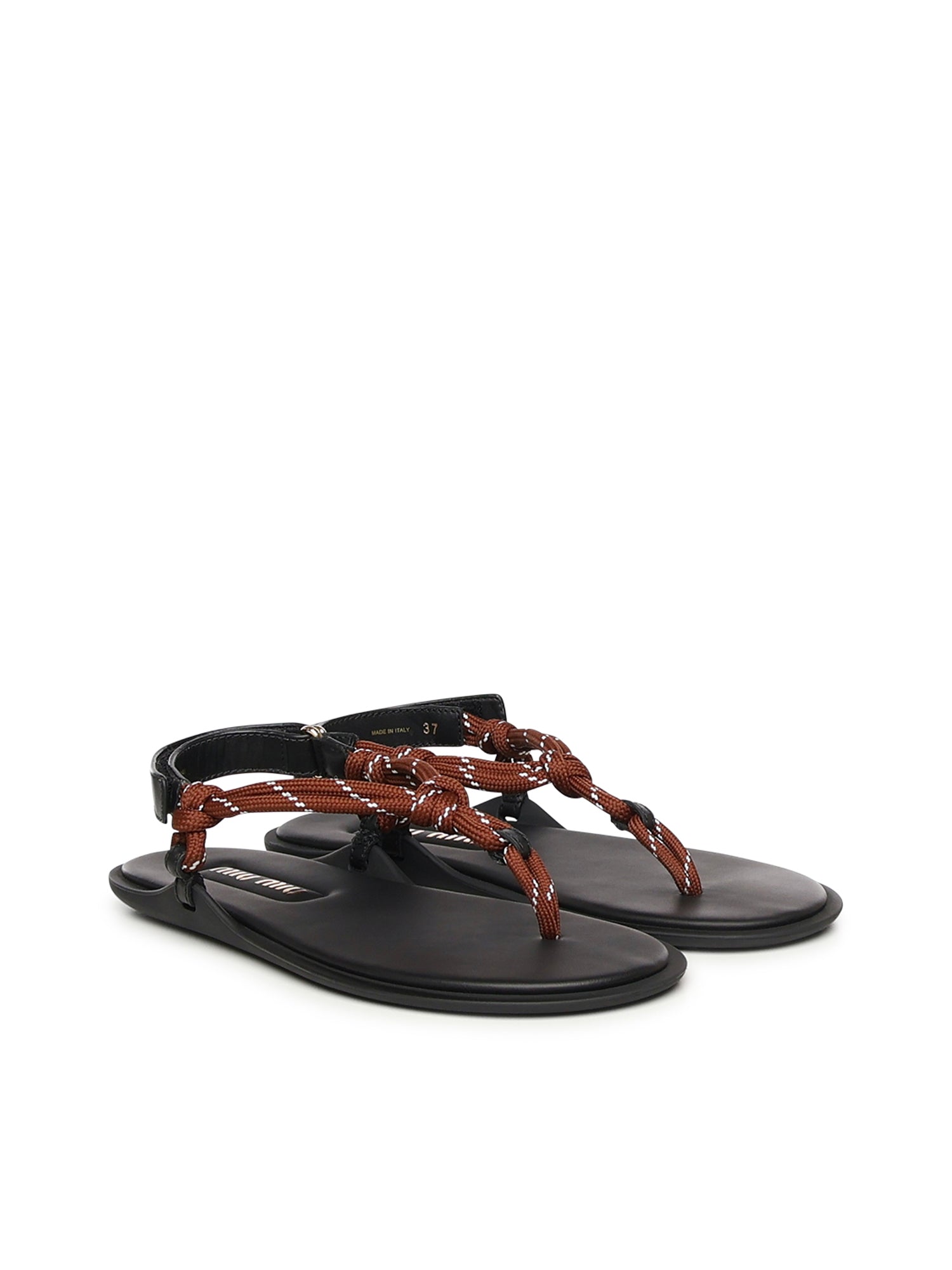 Sandali in pelle con cinturino in corda 5Y184E 3L74F0005 MIU MIU 