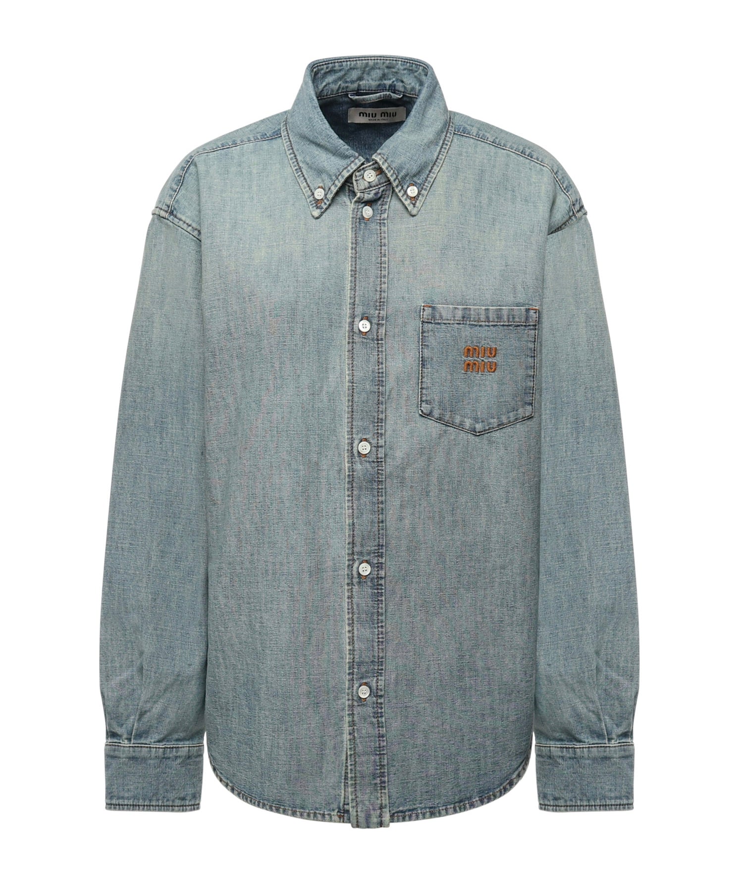 Camicia in chambray con logo GWC133 18JIF0076 MIU MIU 