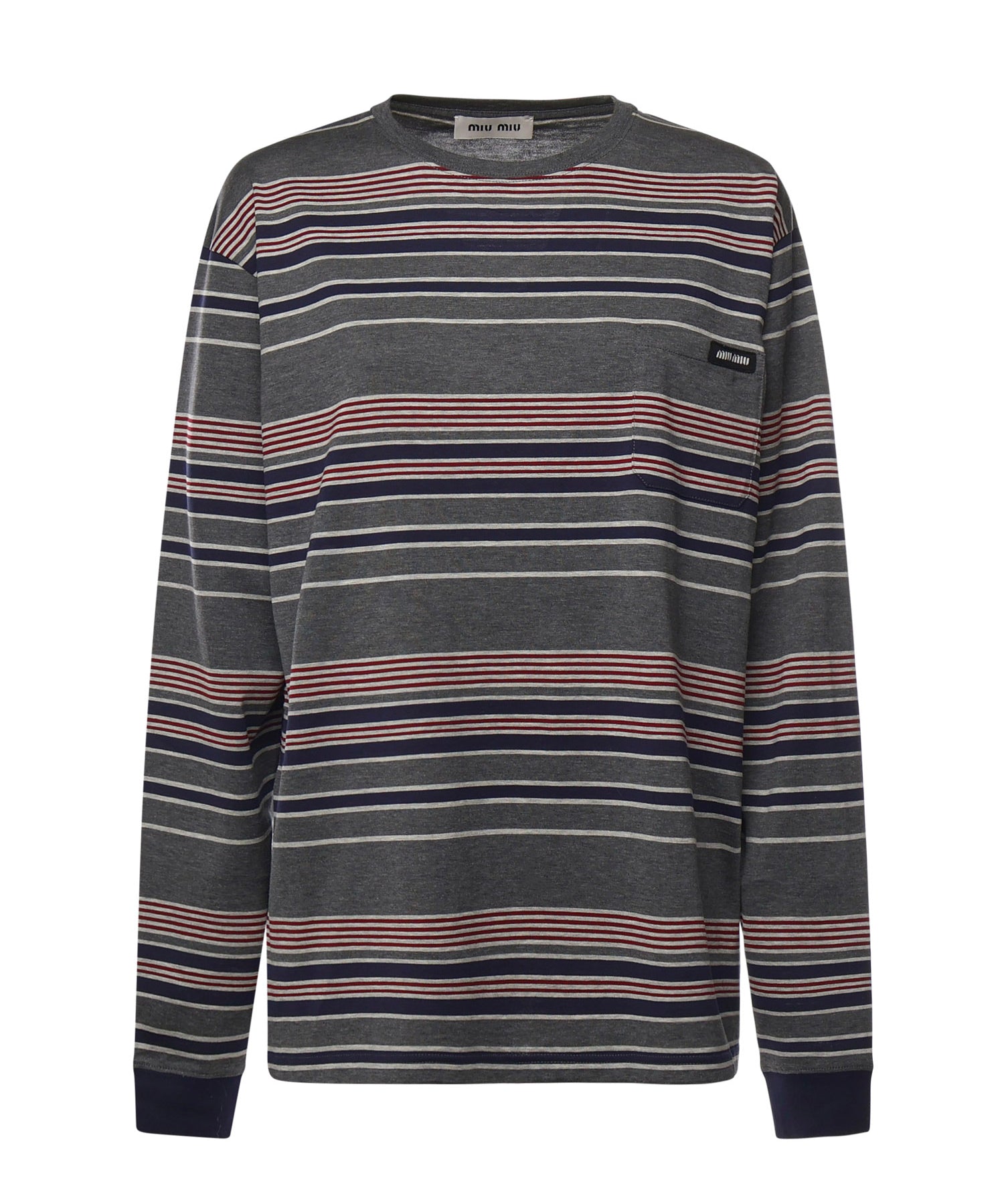 T-shirt in jersey a righe MJLA18 18ZVF0R3S MIU MIU 